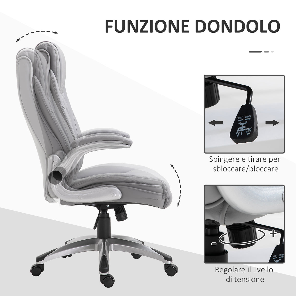easycomfort easycomfort sedia da ufficio ergonomica con imbottitura altezza regolabile e 5 ruote 69 5x76x113 121 cm grigio