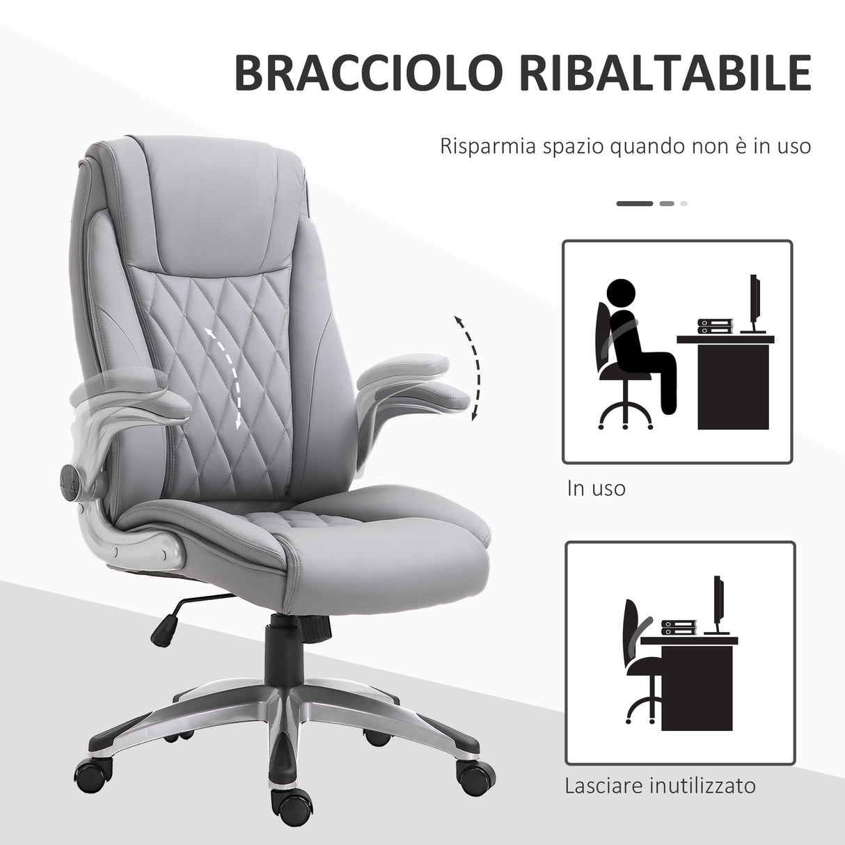 easycomfort easycomfort sedia da ufficio ergonomica con imbottitura altezza regolabile e 5 ruote 69 5x76x113 121 cm grigio