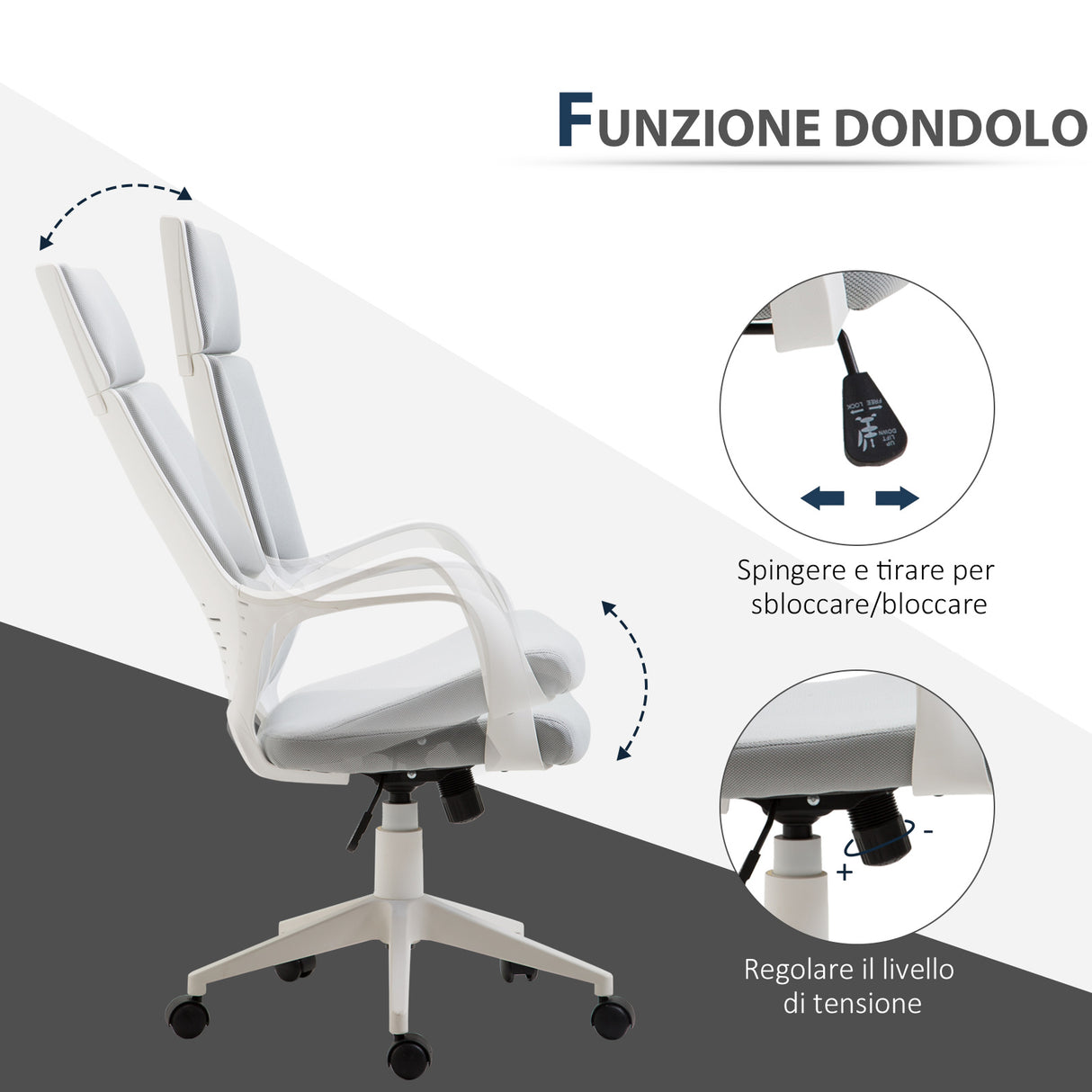 easycomfort easycomfort sedia da ufficio ergonomica poltrona presidenziale in tessuto regolabile e girevole in mesh grigio ean 8055776910215