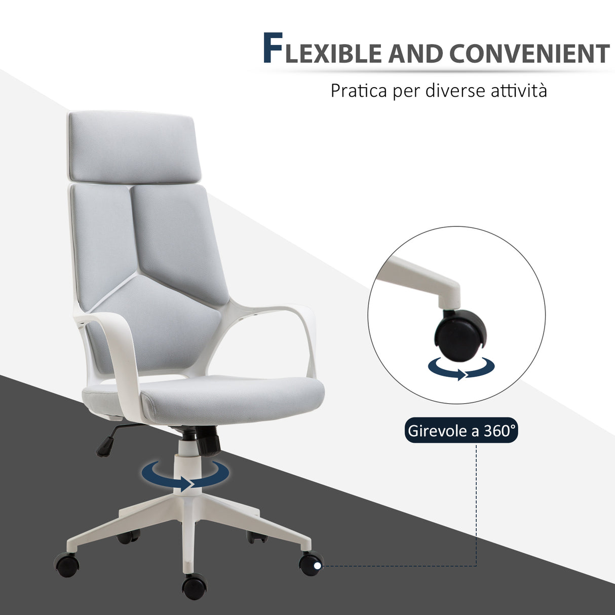easycomfort easycomfort sedia da ufficio ergonomica poltrona presidenziale in tessuto regolabile e girevole in mesh grigio ean 8055776910215