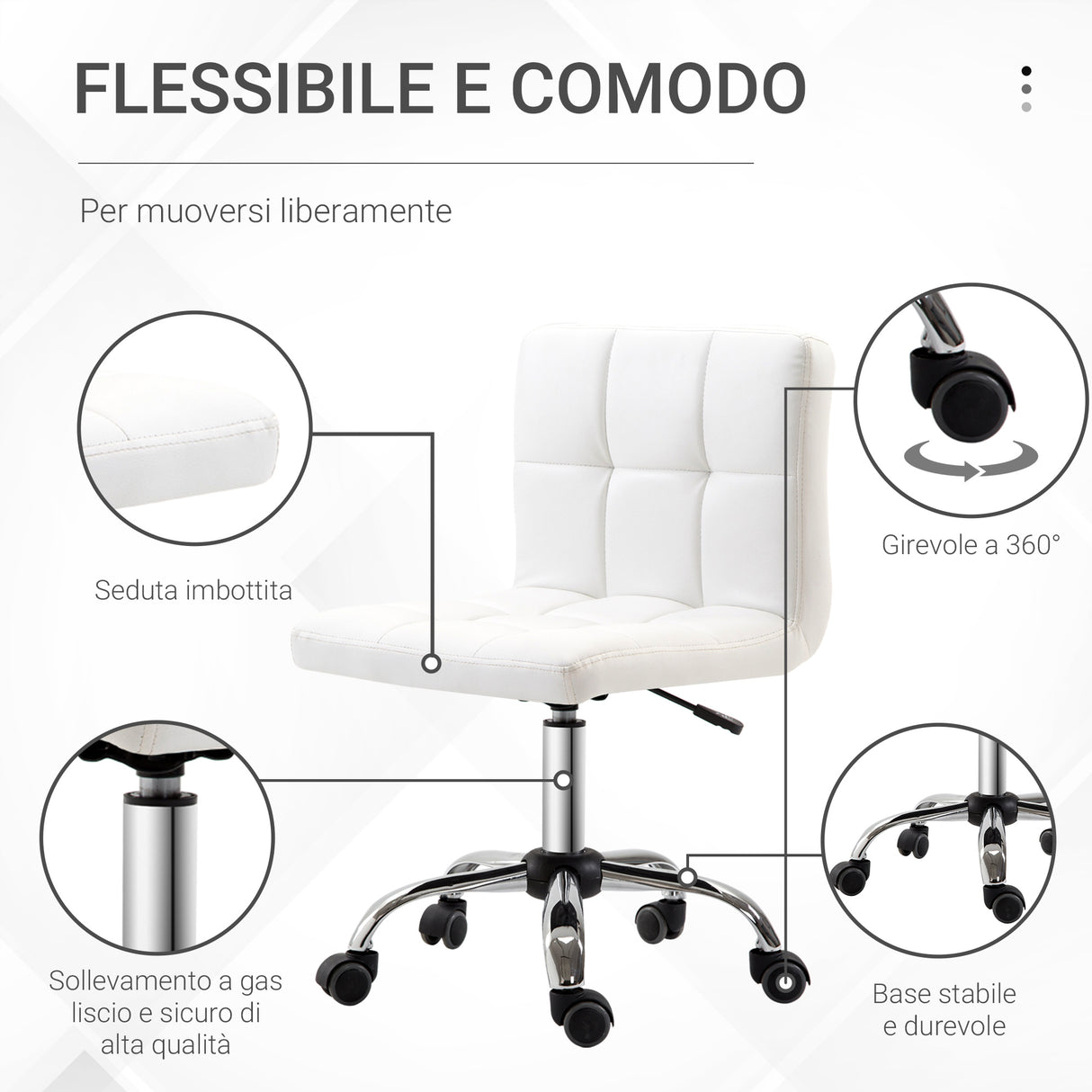 easycomfort easycomfort sedia girevole regolabile in pelle sintetica bianca 46x51x76 88cm ean 8054111848343