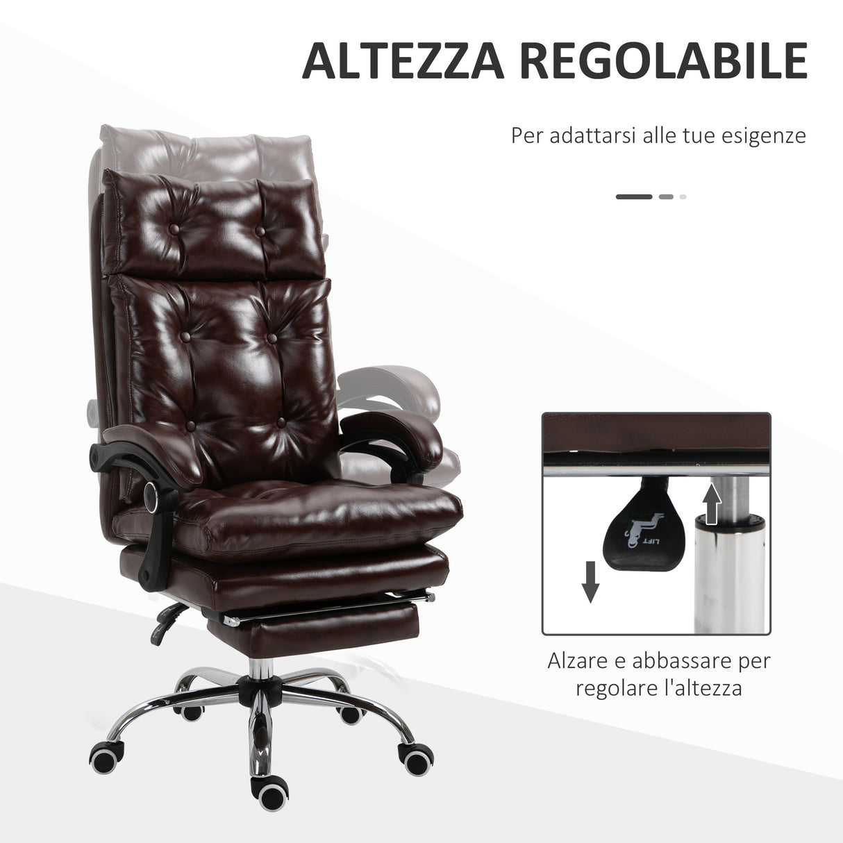 easycomfort easycomfort poltrona ufficio presidenziale similpelle marrone con schienale reclinabile ean 8054144132730