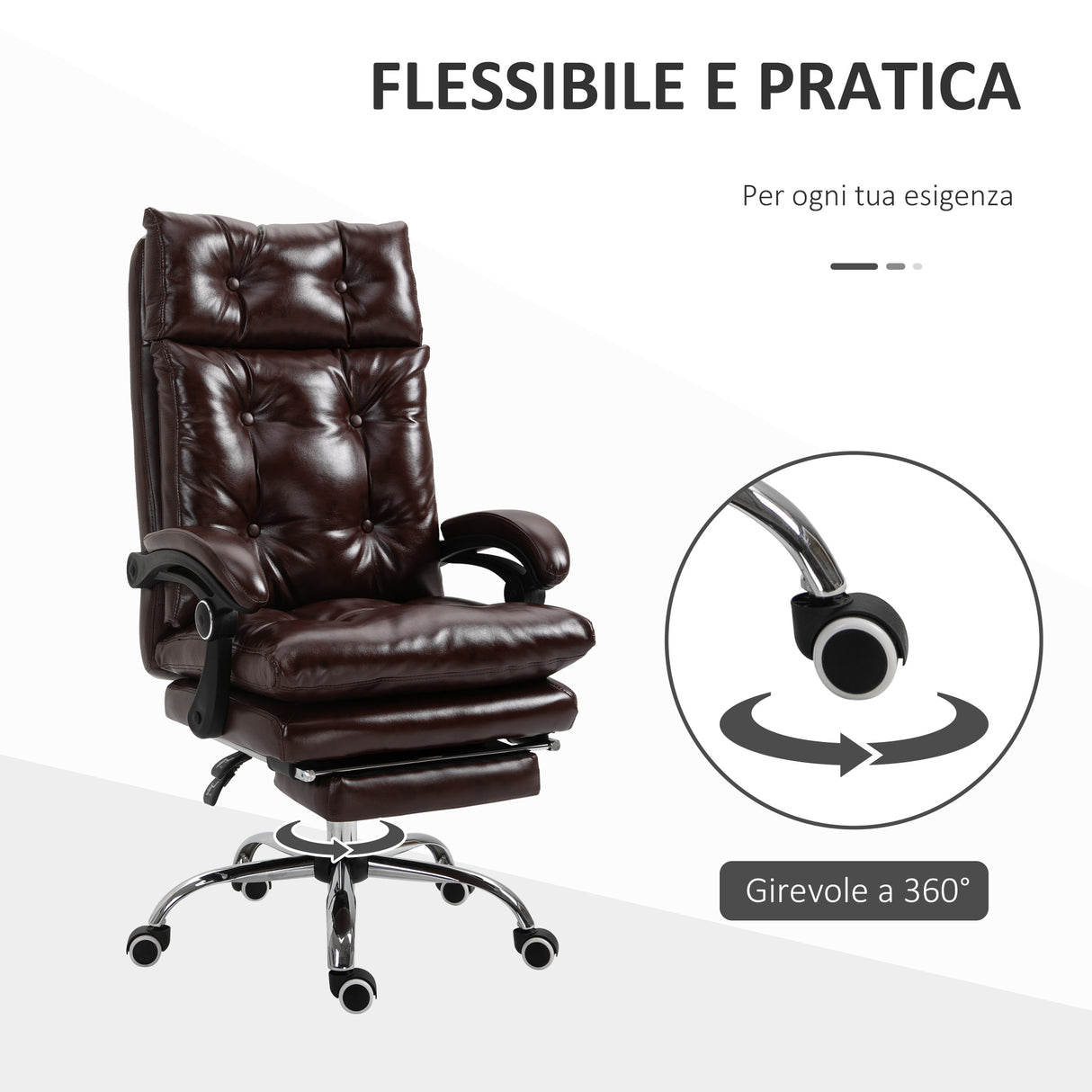 easycomfort easycomfort poltrona ufficio presidenziale similpelle marrone con schienale reclinabile ean 8054144132730