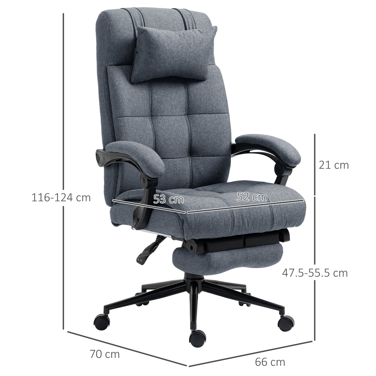 easycomfort easycomfort sedia da ufficio ergonomica reclinabile con poggiatesta e poggiapiedi estraibile grigio