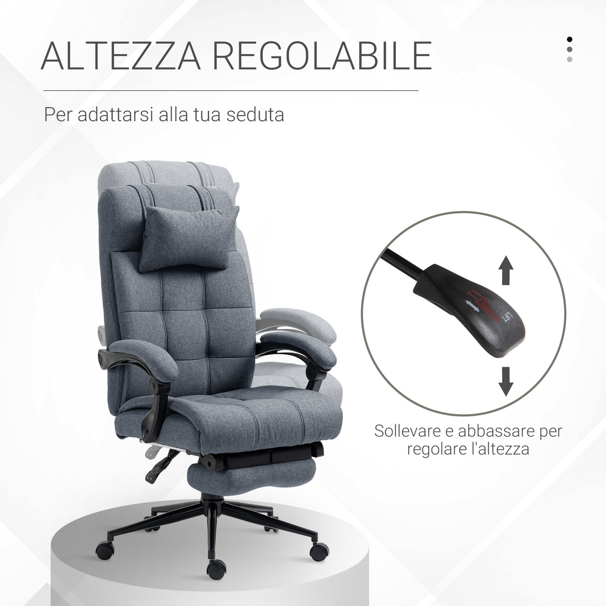 easycomfort easycomfort sedia da ufficio ergonomica reclinabile con poggiatesta e poggiapiedi estraibile grigio