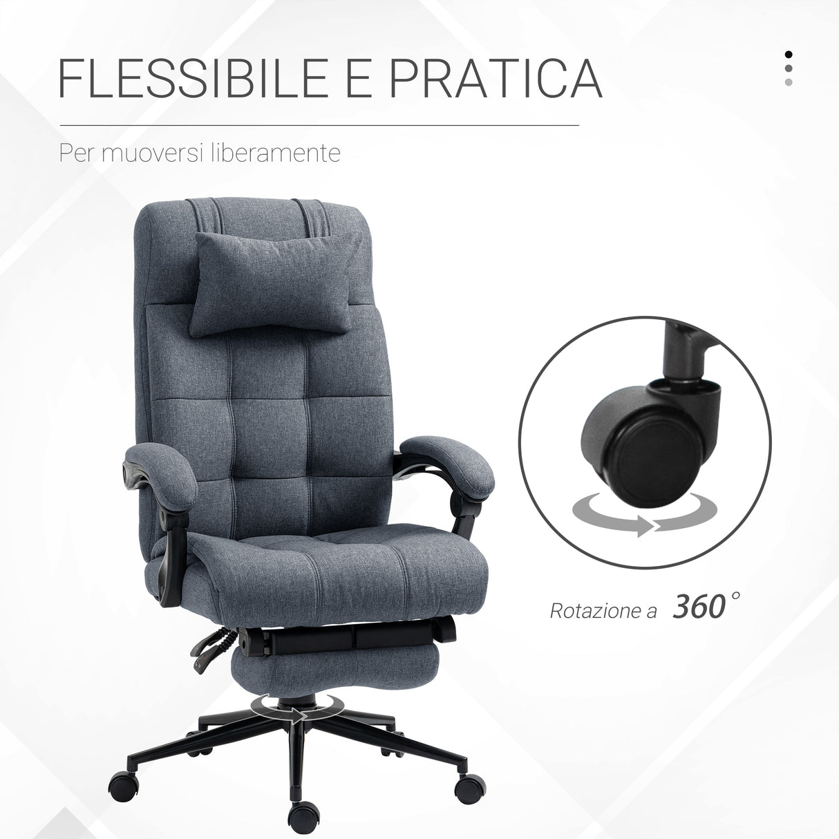 easycomfort easycomfort sedia da ufficio ergonomica reclinabile con poggiatesta e poggiapiedi estraibile grigio