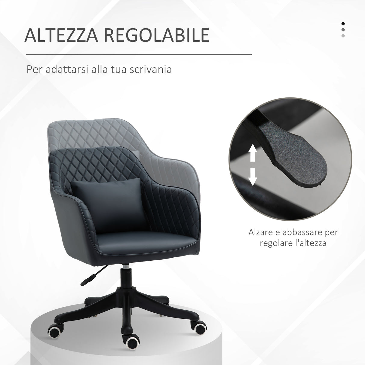 easycomfort easycomfort sedia ufficio ergonomica e regolabile in similpelle grigio scuro con cuscino lombare massaggiante ean 8054144137742