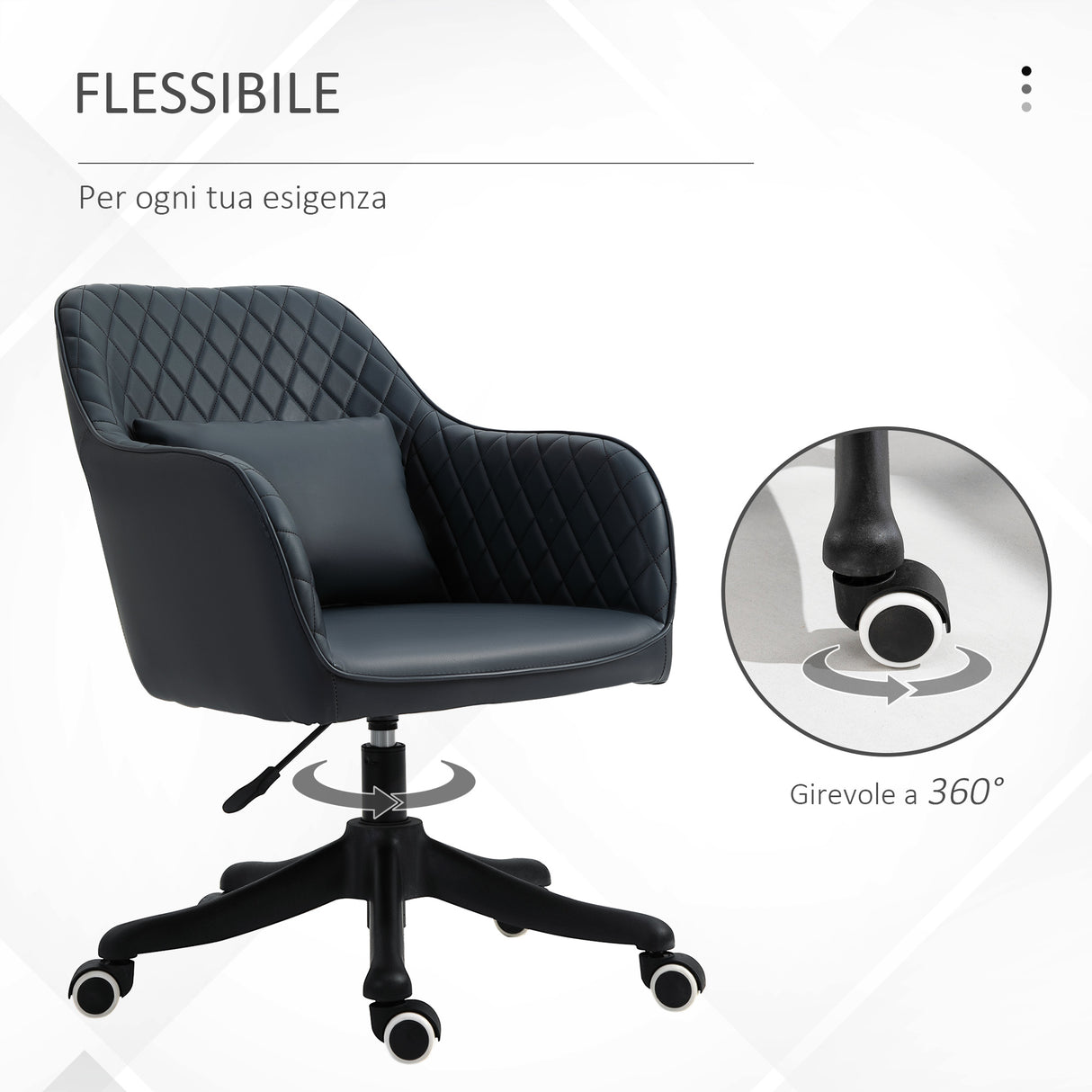 easycomfort easycomfort sedia ufficio ergonomica e regolabile in similpelle grigio scuro con cuscino lombare massaggiante ean 8054144137742