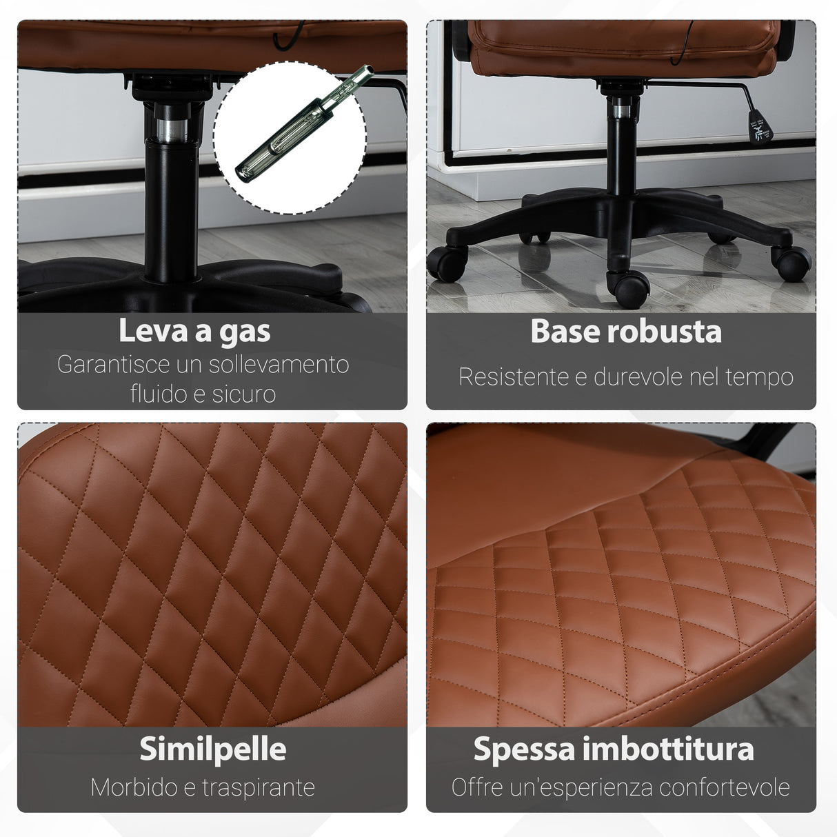 easycomfort easycomfort sedia poltrona ufficio massaggiante in similpelle marrone con altezza regolabile ean 8054144136585