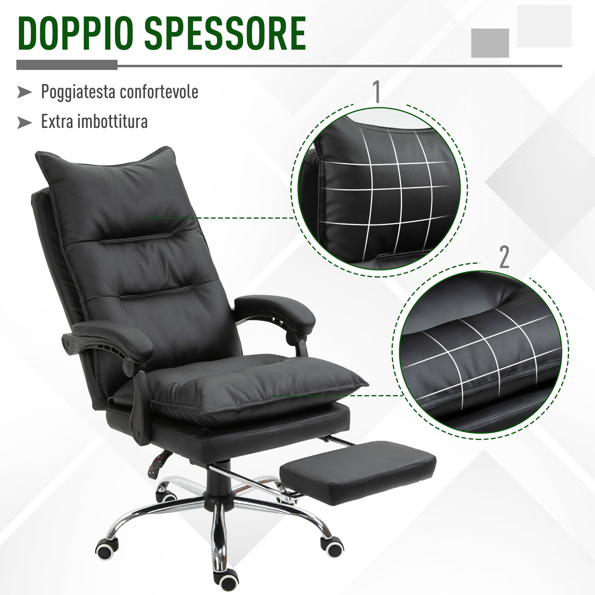 easycomfort easycomfort poltrona da ufficio in similpelle nera regolabile reclinabile con poggiapiedi ean 8054144139029