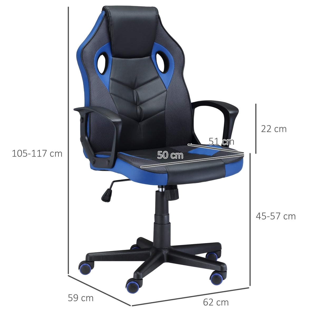 easycomfort easycomfort sedia gaming ergonomica poltrona da ufficio girevole con rotelle in pelle pu nera e blu altezza regolabile