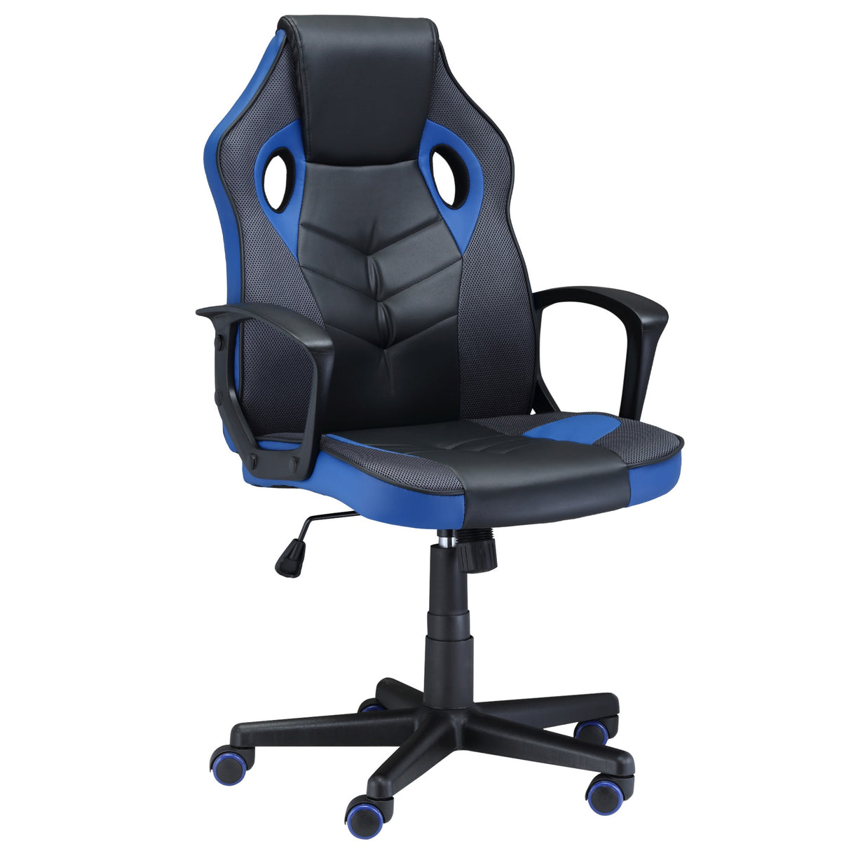 easycomfort easycomfort sedia gaming ergonomica poltrona da ufficio girevole con rotelle in pelle pu nera e blu altezza regolabile