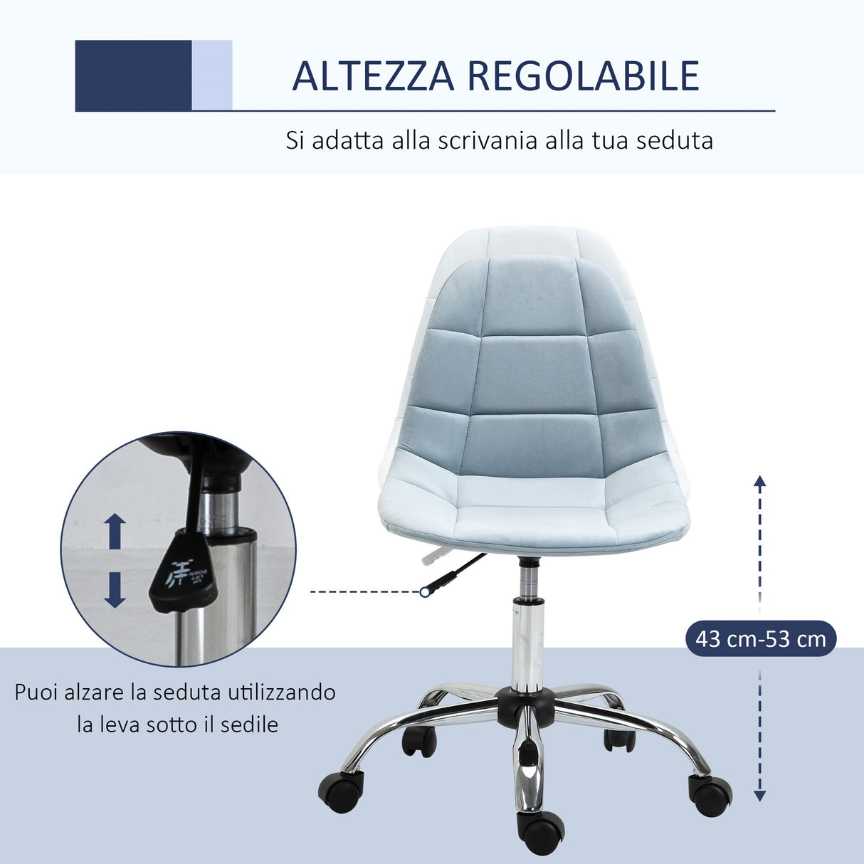easycomfort easycomfort sedia girevole per scrivania ufficio ergonomica regolabile azzurro ean 8054144136592