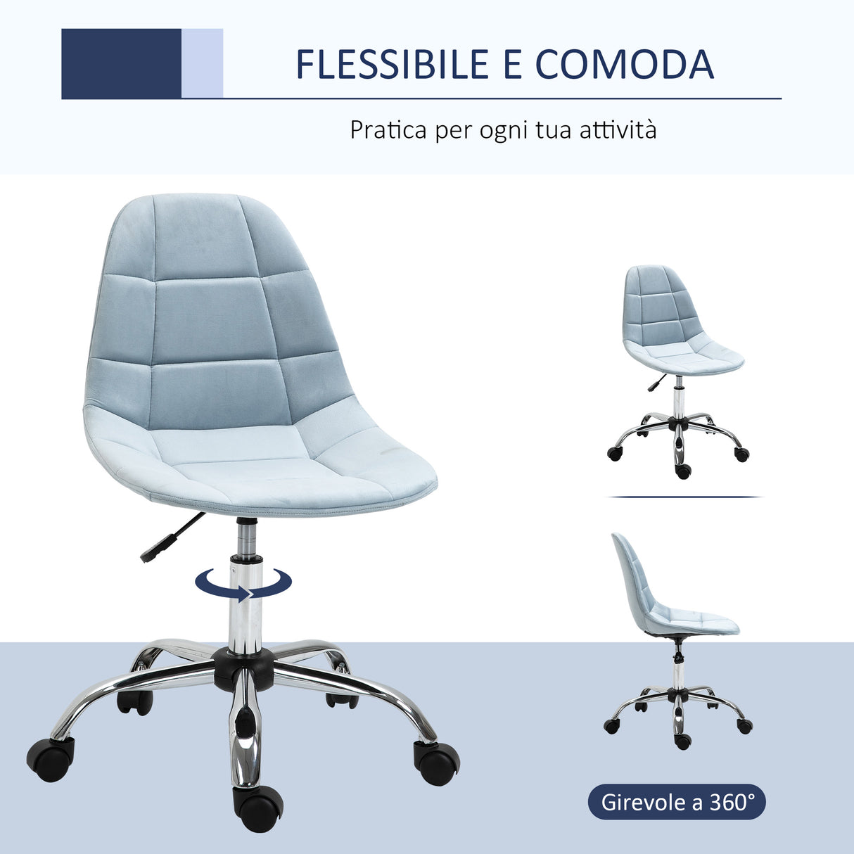 easycomfort easycomfort sedia girevole per scrivania ufficio ergonomica regolabile azzurro ean 8054144136592