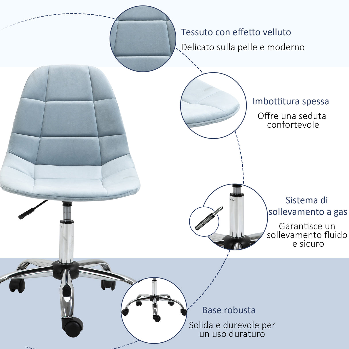 easycomfort easycomfort sedia girevole per scrivania ufficio ergonomica regolabile azzurro ean 8054144136592