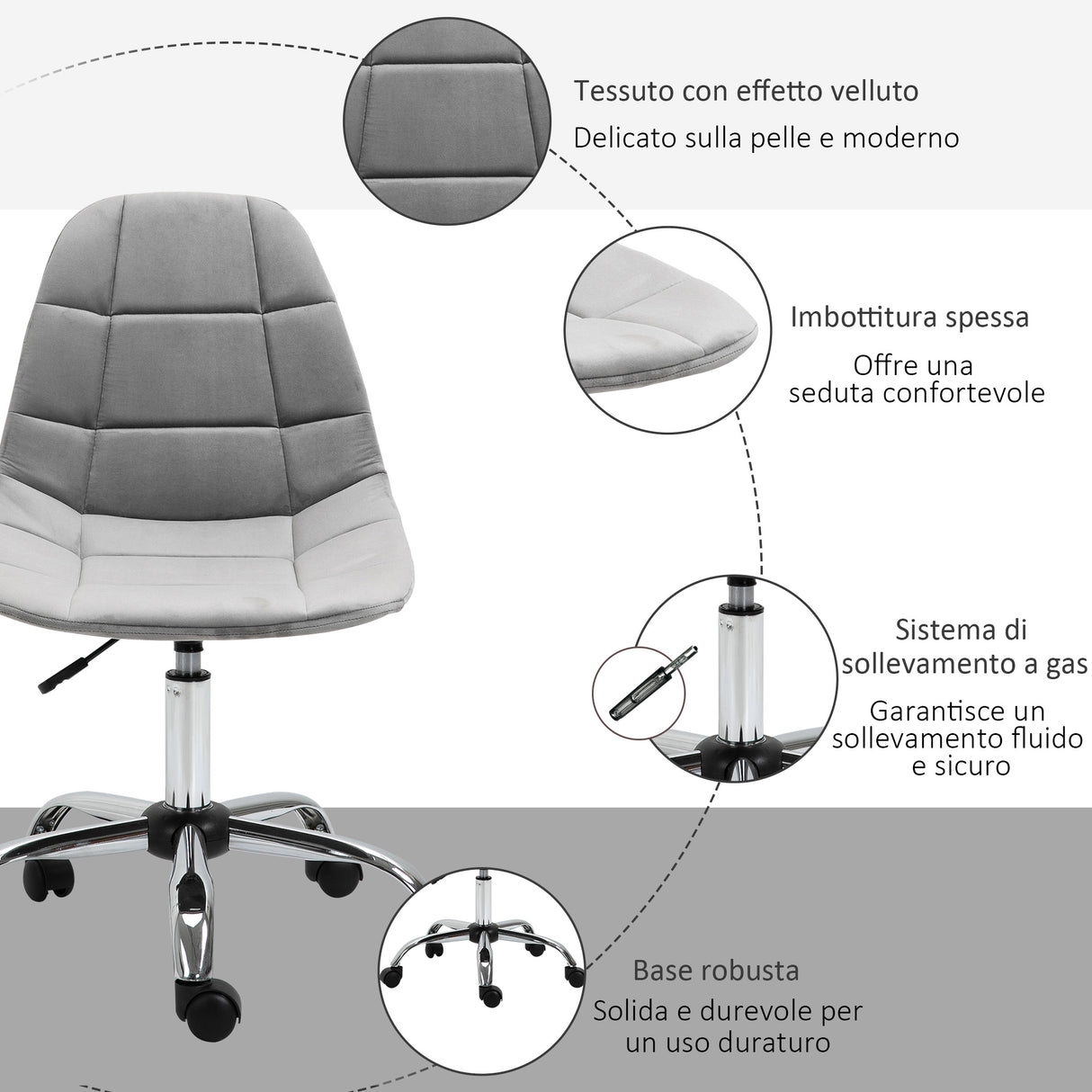easycomfort easycomfort sedia girevole per scrivania ufficio ergonomica regolabile grigio ean 8054144136615