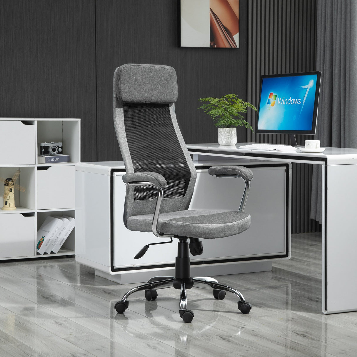 easycomfort easycomfort sedia da ufficio ergonomica girevole altezza regolabile e dondolamento in tessuto a rete grigio