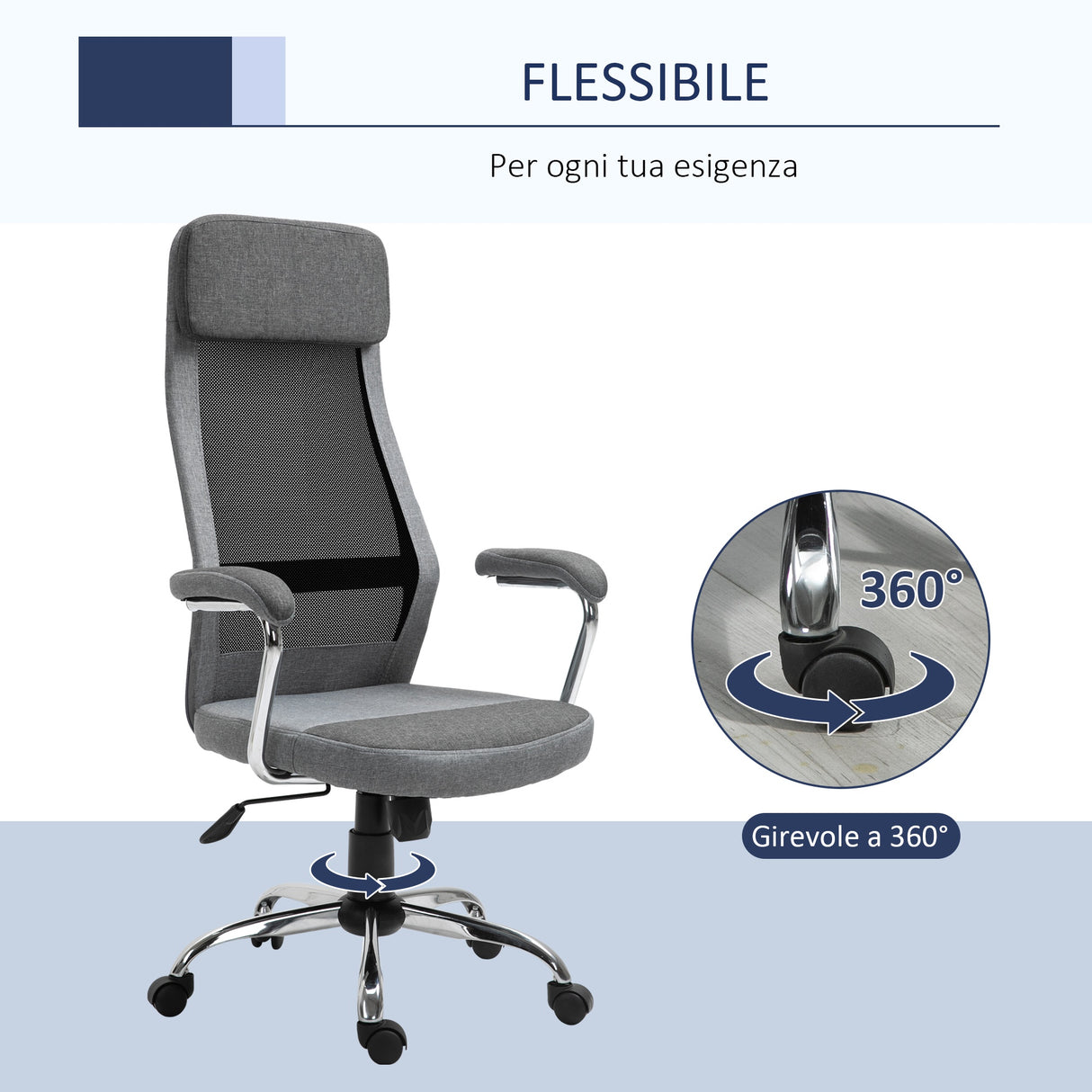 easycomfort easycomfort sedia da ufficio ergonomica girevole altezza regolabile e dondolamento in tessuto a rete grigio