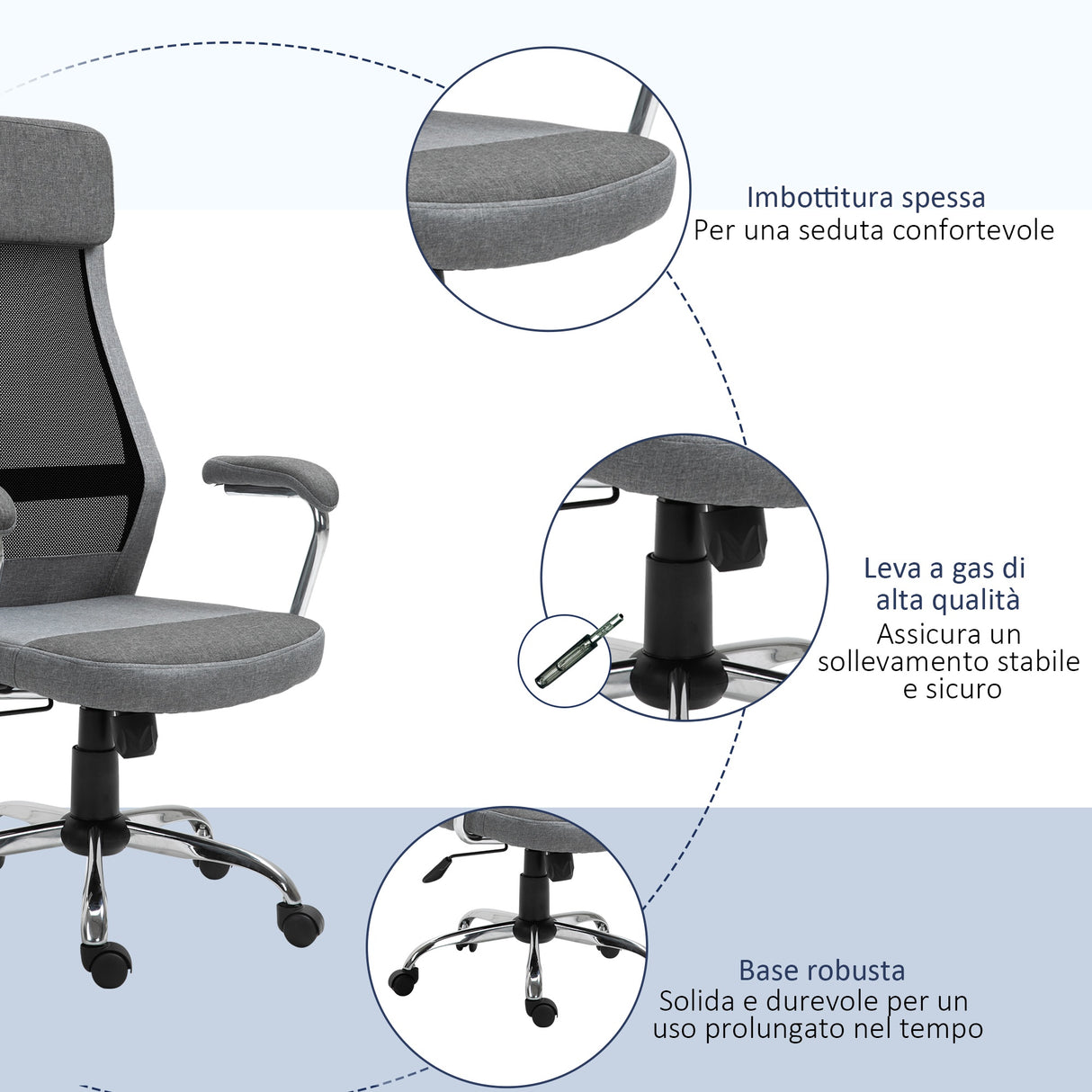 easycomfort easycomfort sedia da ufficio ergonomica girevole altezza regolabile e dondolamento in tessuto a rete grigio