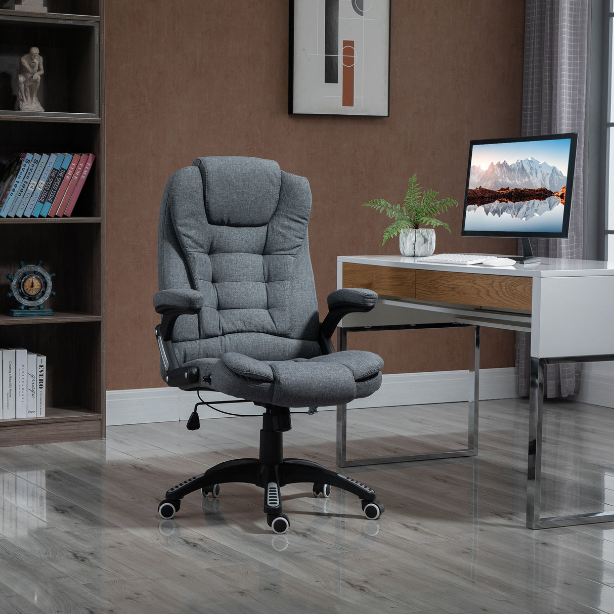easycomfort easycomfort sedia da ufficio ergonomica reclinabile altezza regolabile e dondolamento poltrona girevole con ruote 65x72x110 120cm grigio