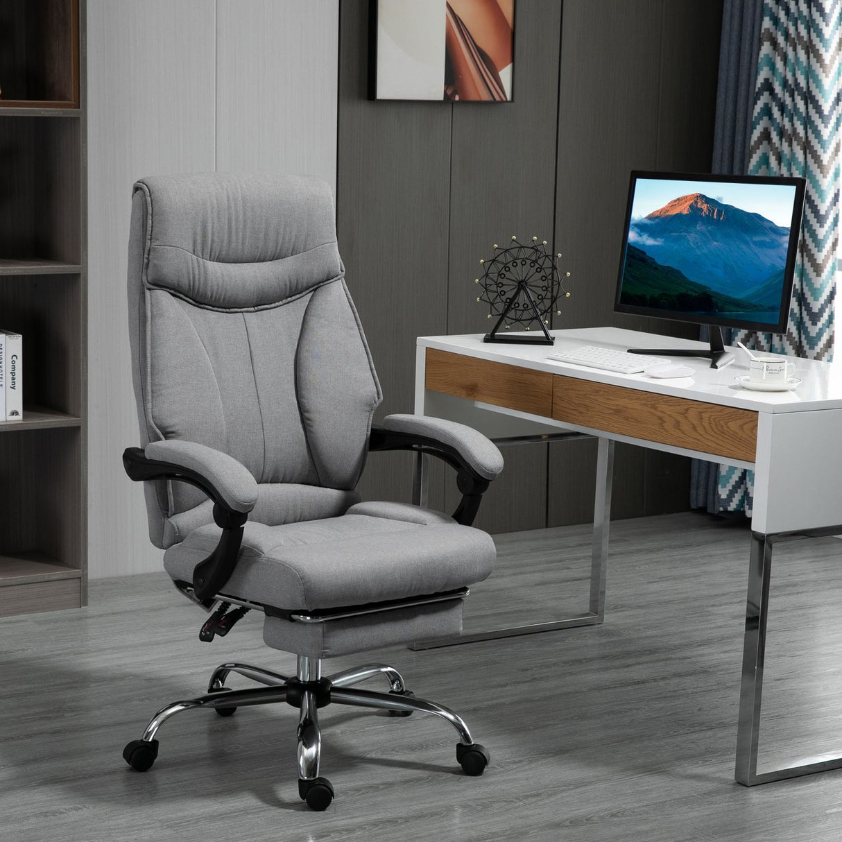 easycomfort easycomfort sedia ergonomica con poggiapiedi retrattile da ufficio altezza regolabile grigio