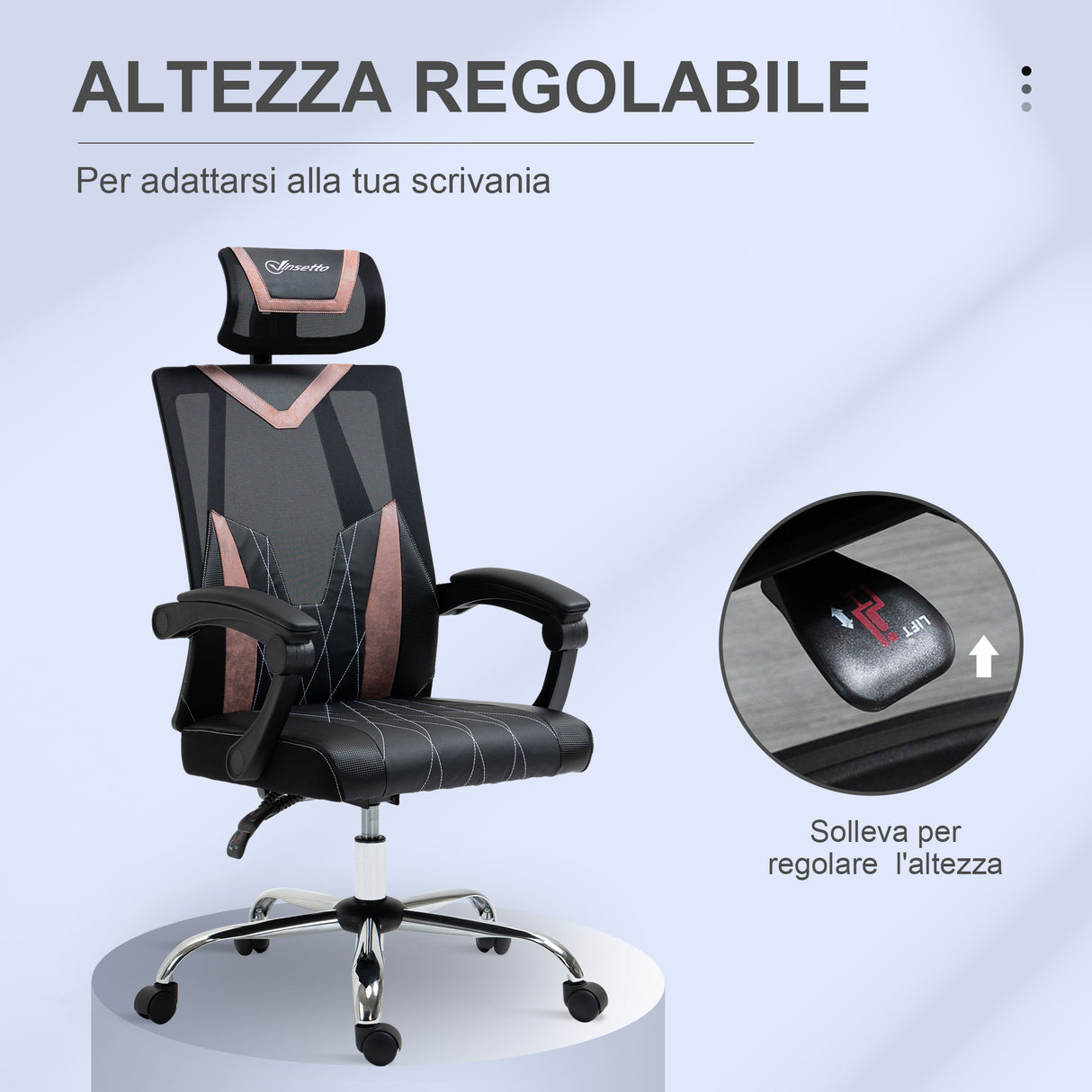 easycomfort easycomfort sedia da ufficio ergonomica inclinabile a 130 con supporto lombare e cervicale 58x62 5x112 120cm
