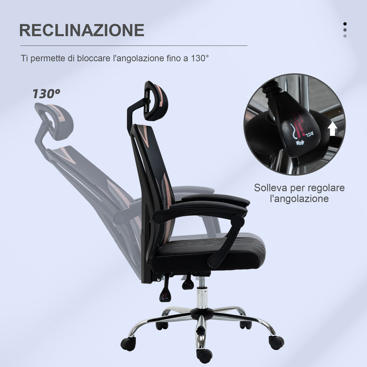 easycomfort easycomfort sedia da ufficio ergonomica inclinabile a 130 con supporto lombare e cervicale 58x62 5x112 120cm
