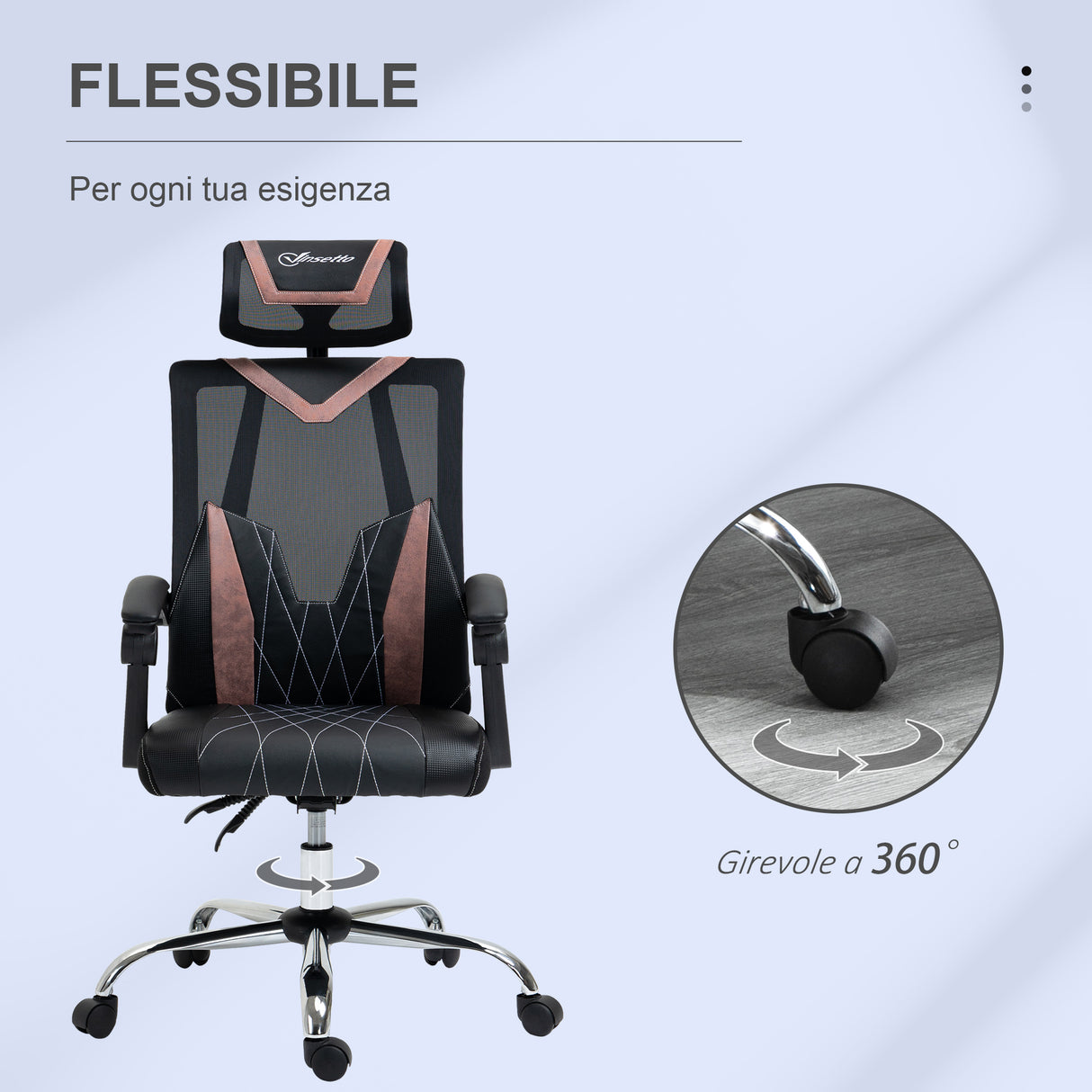 easycomfort easycomfort sedia da ufficio ergonomica inclinabile a 130 con supporto lombare e cervicale 58x62 5x112 120cm