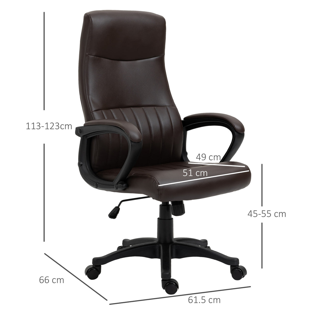 easycomfort easycomfort sedia da ufficio altezza regolabile e ruote 61.5x66x113 123cm marrone