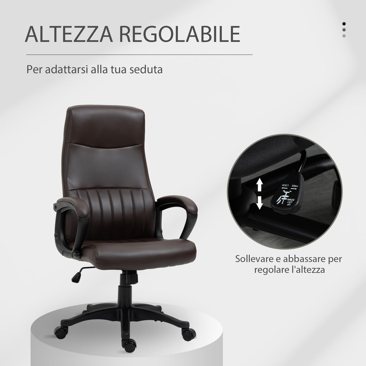 easycomfort easycomfort sedia da ufficio altezza regolabile e ruote 61.5x66x113 123cm marrone