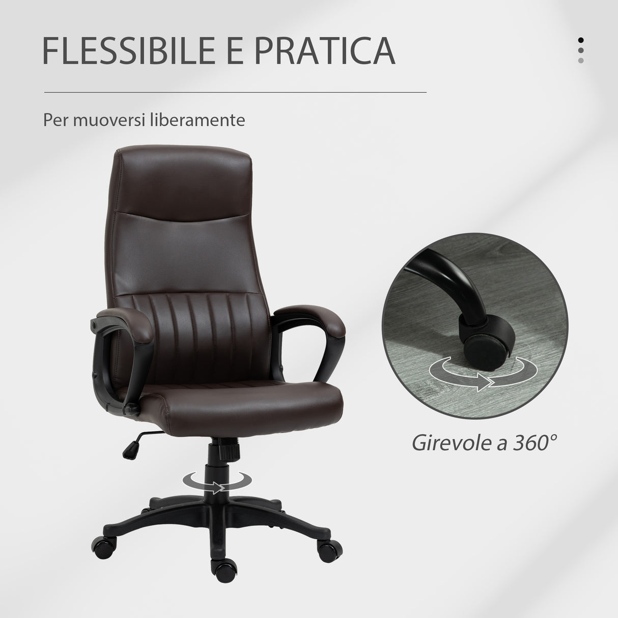 easycomfort easycomfort sedia da ufficio altezza regolabile e ruote 61.5x66x113 123cm marrone