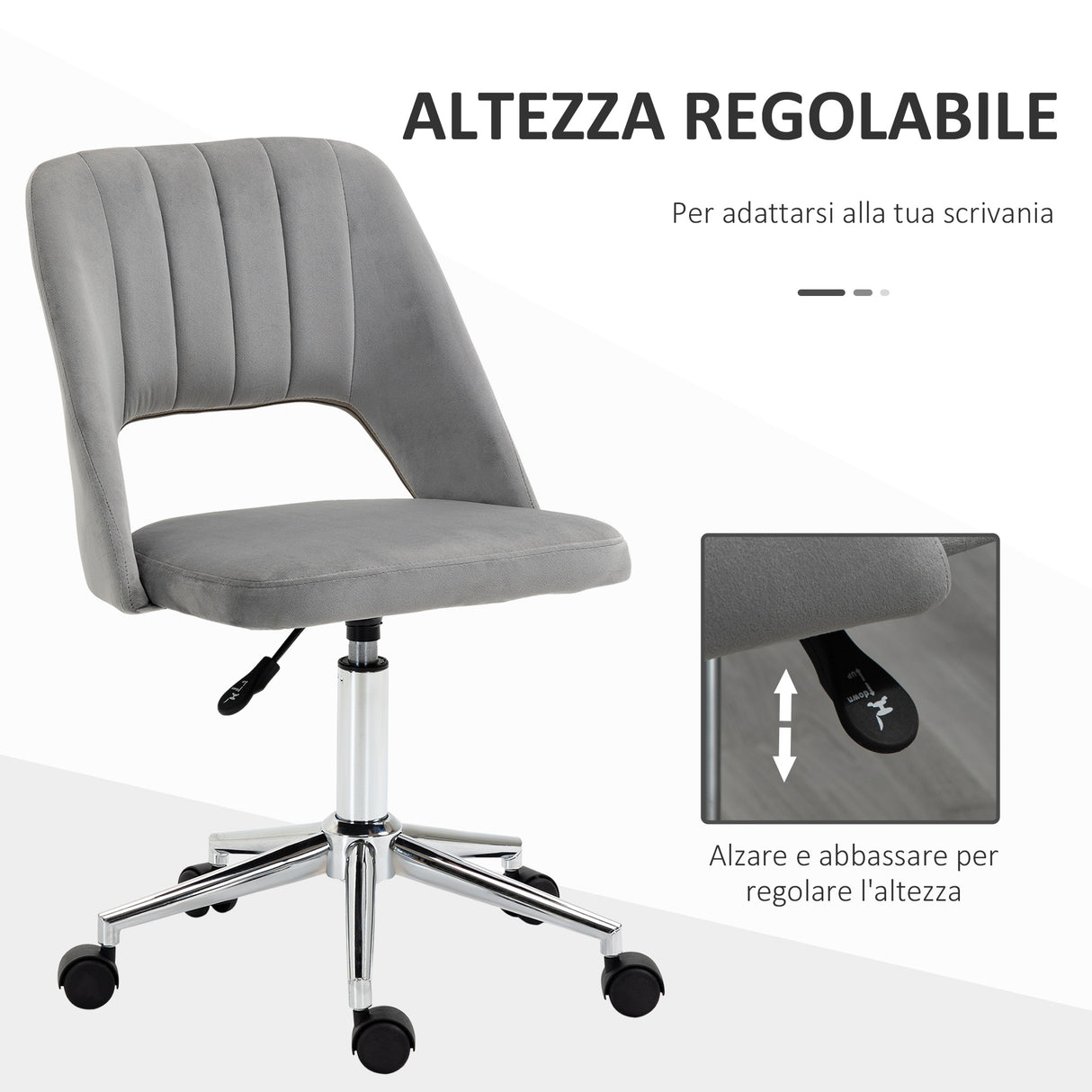 easycomfort easycomfort sedia da ufficio ergonomica e girevole sedia imbottita per scrivania con altezza regolabile grigio 49x54x79 91cm