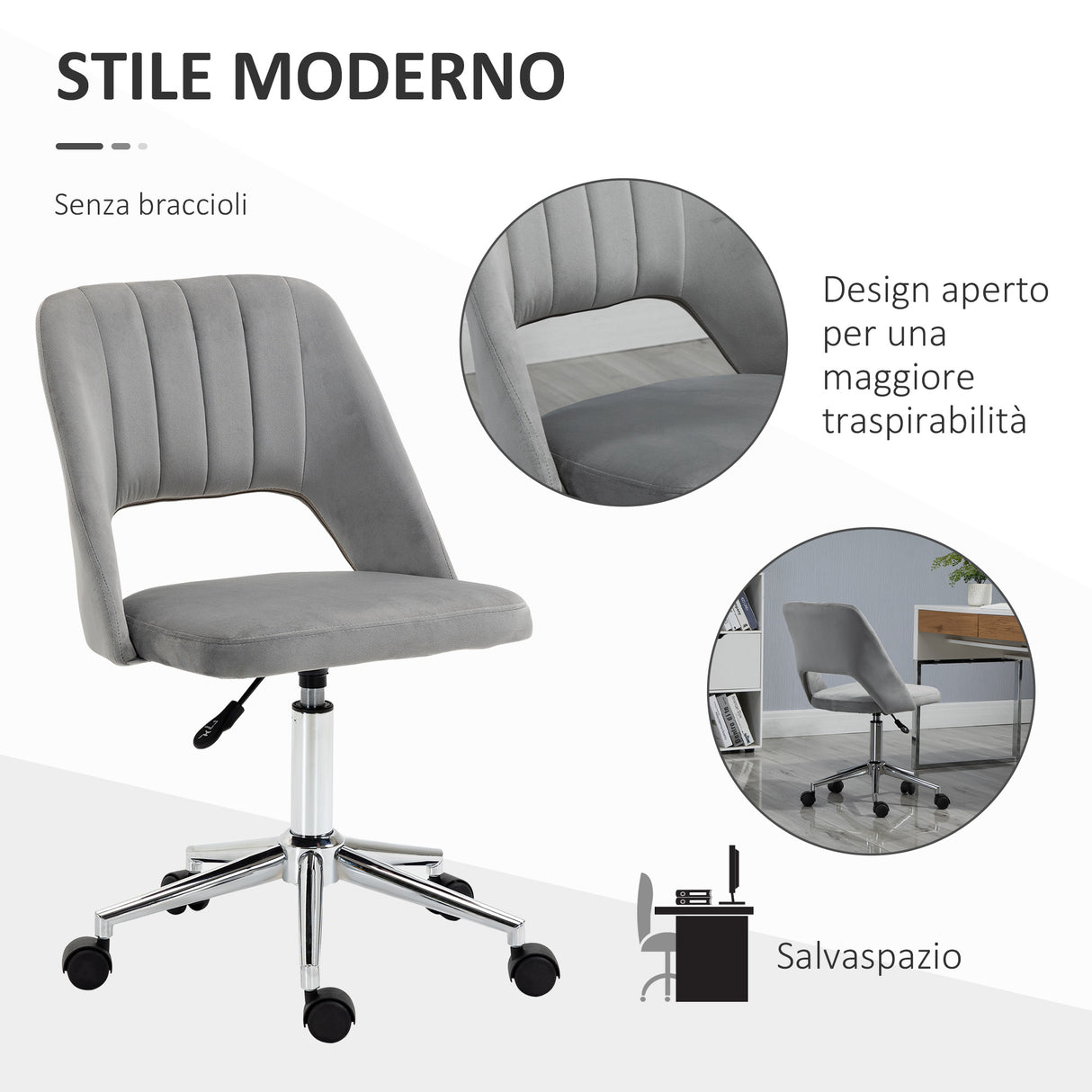 easycomfort easycomfort sedia da ufficio ergonomica e girevole sedia imbottita per scrivania con altezza regolabile grigio 49x54x79 91cm