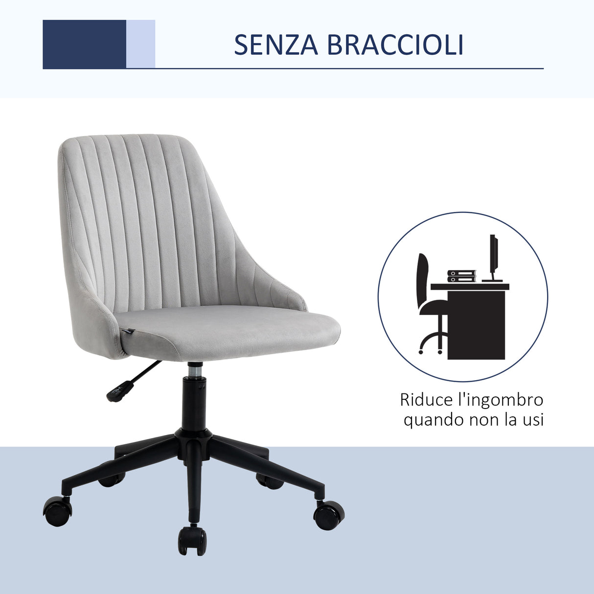 easycomfort easycomfort sedia da ufficio in velluto grigio con altezza regolabile sedia ergonomica girevole a 360 e ruote 50x58x77 87cm