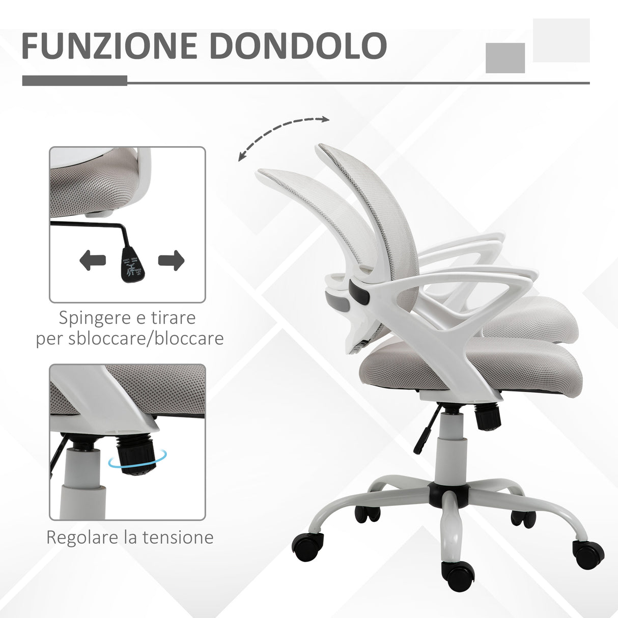 easycomfort easycomfort sedia ergonomica da ufficio con altezza regolabile in tessuto a rete grigio