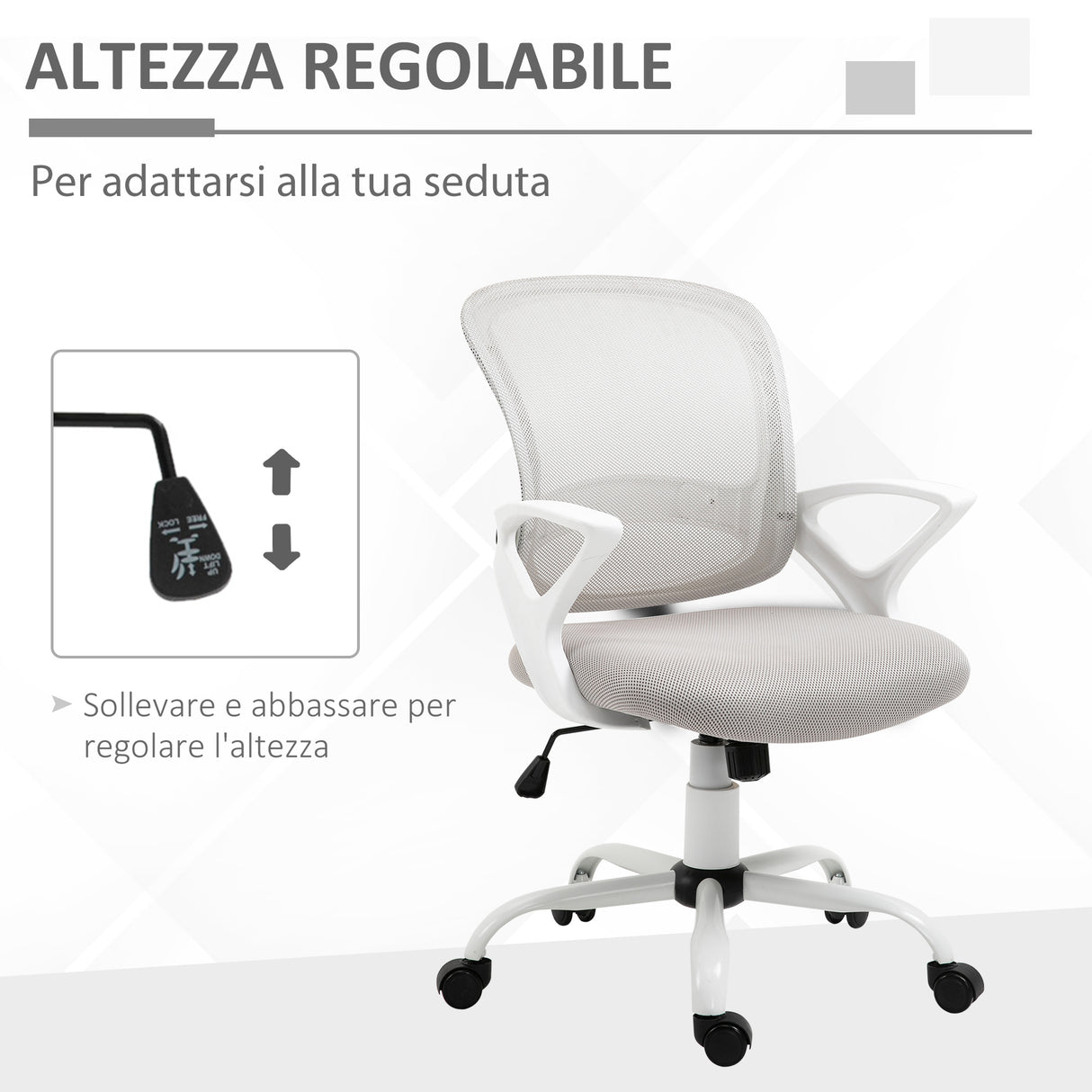 easycomfort easycomfort sedia ergonomica da ufficio con altezza regolabile in tessuto a rete grigio
