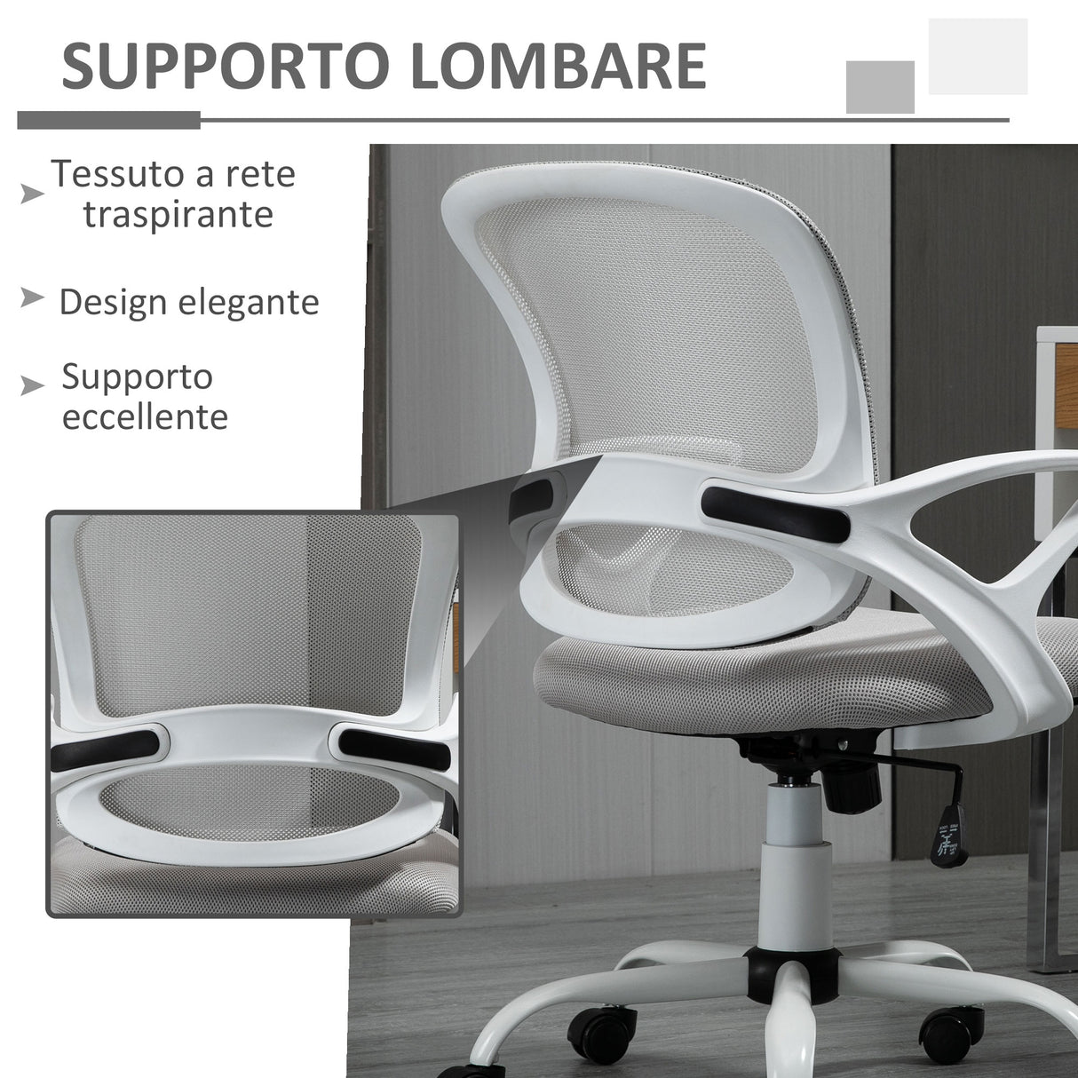 easycomfort easycomfort sedia ergonomica da ufficio con altezza regolabile in tessuto a rete grigio