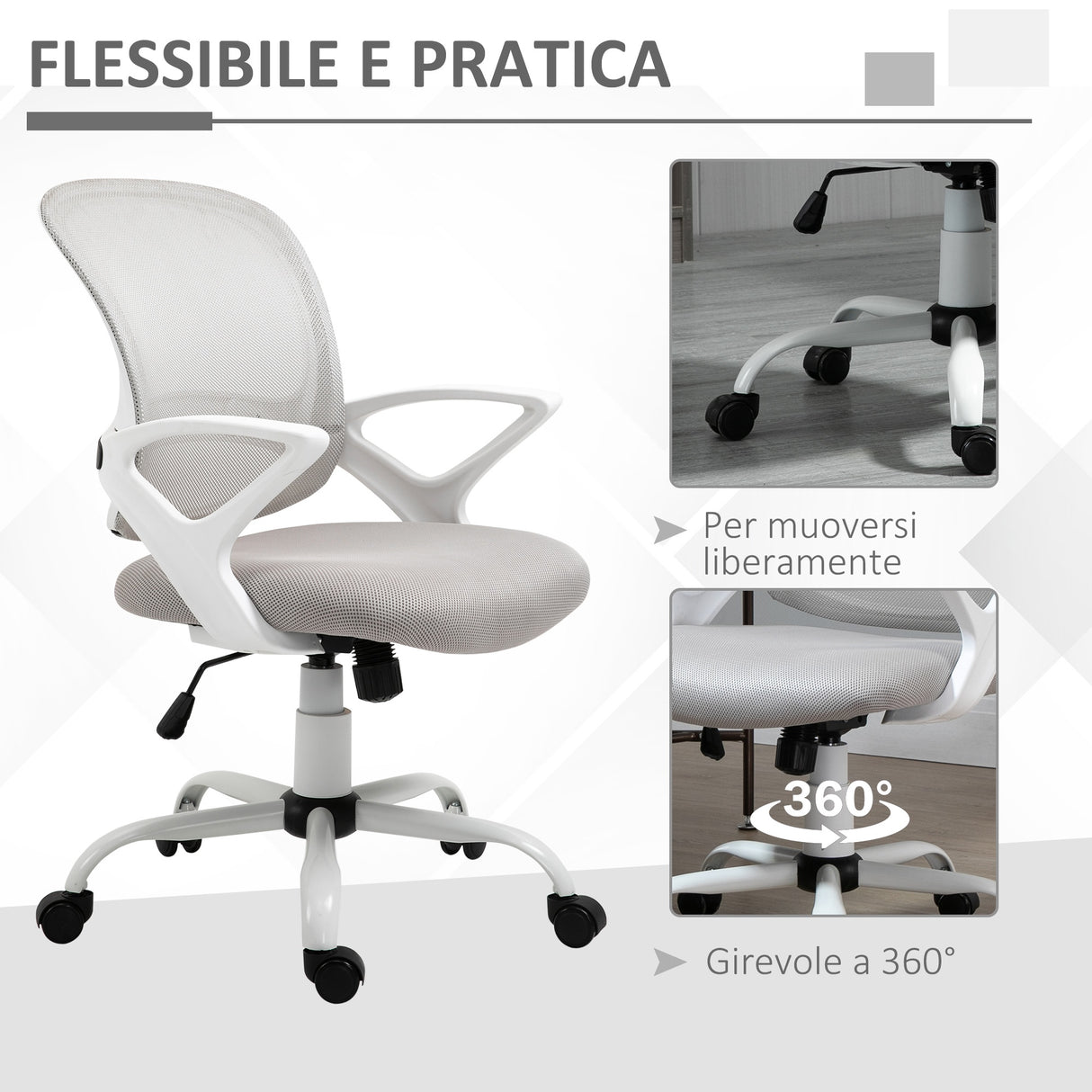easycomfort easycomfort sedia ergonomica da ufficio con altezza regolabile in tessuto a rete grigio