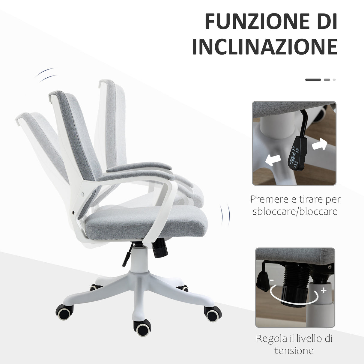 easycomfort easycomfort sedia da ufficio ergonomica con altezza regolabile e funzione dondolo grigio