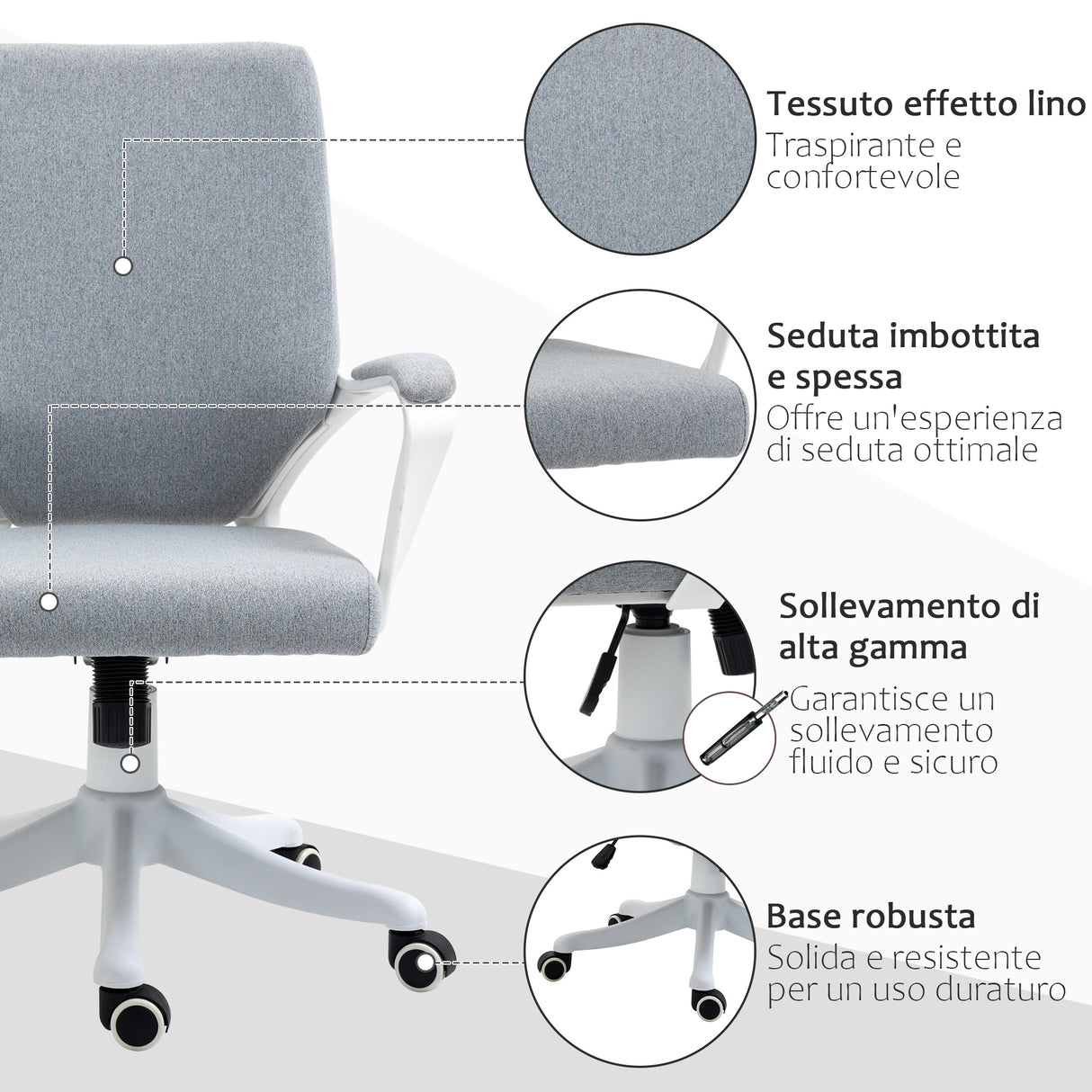easycomfort easycomfort sedia da ufficio ergonomica con altezza regolabile e funzione dondolo grigio