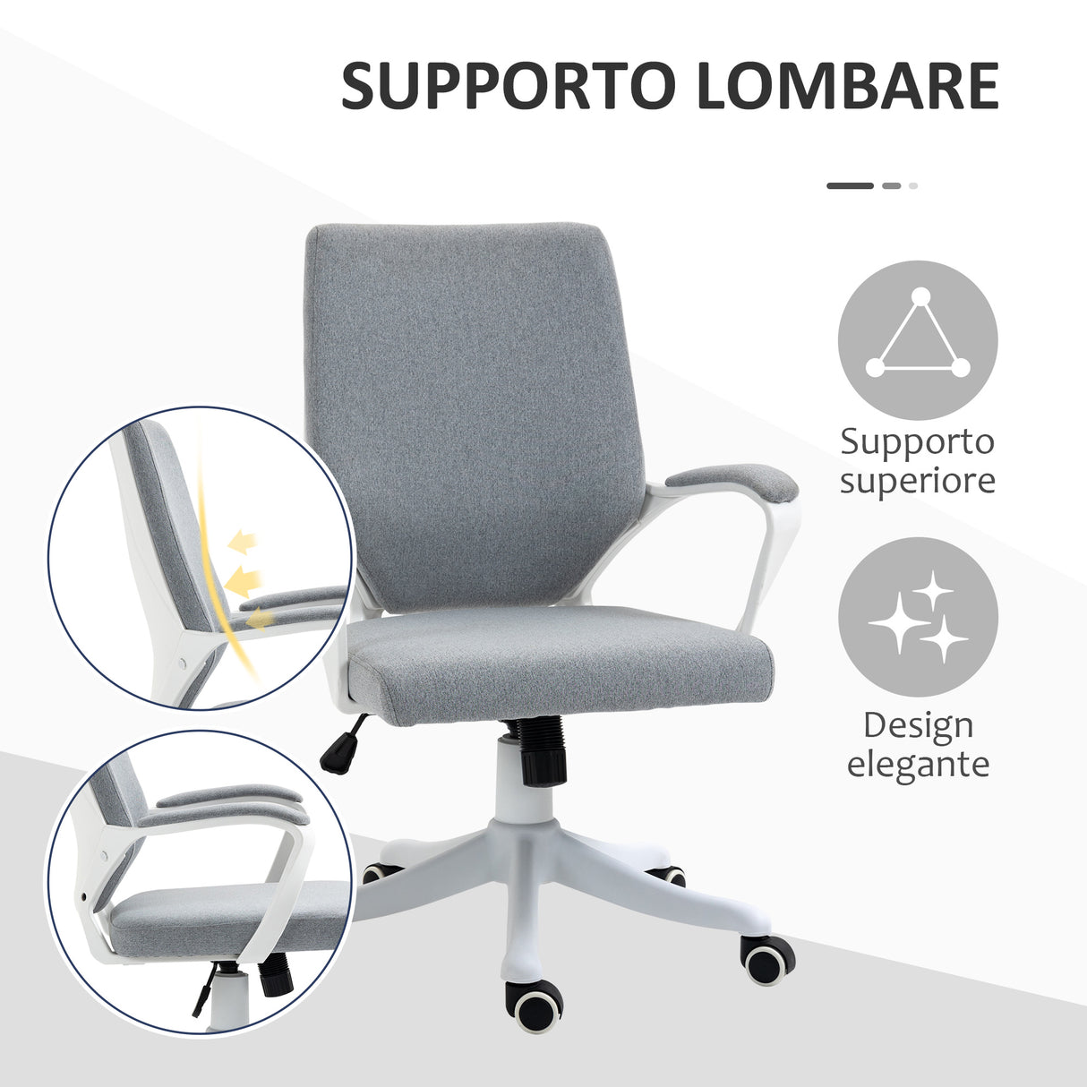 easycomfort easycomfort sedia da ufficio ergonomica con altezza regolabile e funzione dondolo grigio