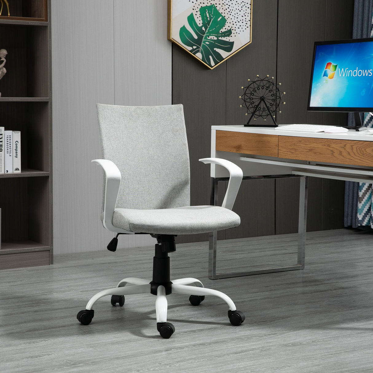 easycomfort easycomfort sedia ergonomica e girevole da ufficio altezza regolabile in tessuto grigio 61x61x89 99cm