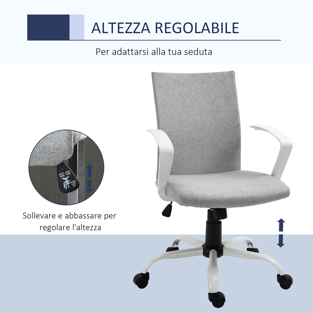 easycomfort easycomfort sedia ergonomica e girevole da ufficio altezza regolabile in tessuto grigio 61x61x89 99cm
