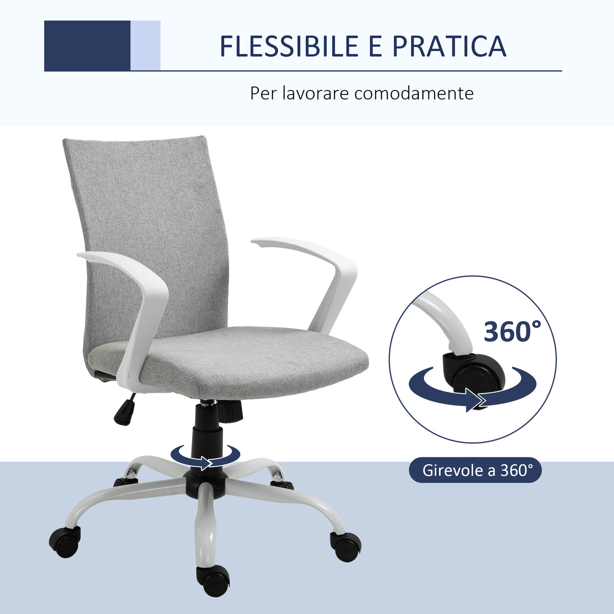 easycomfort easycomfort sedia ergonomica e girevole da ufficio altezza regolabile in tessuto grigio 61x61x89 99cm