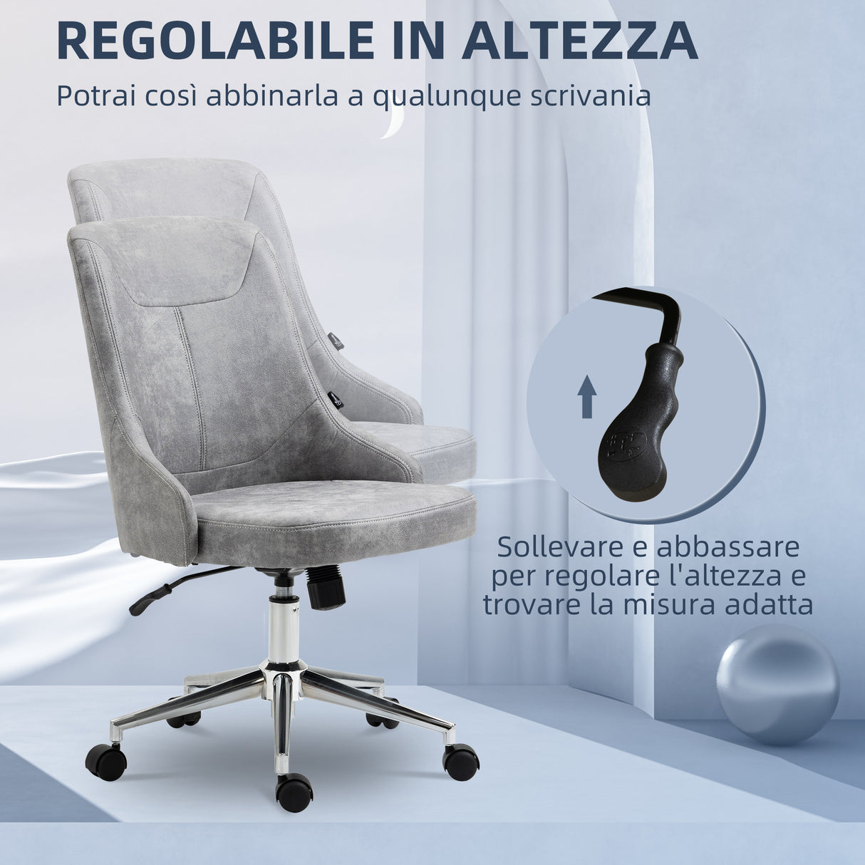 easycomfort easycomfort sedia da ufficio regolabile in altezza con funzione girevole e inclinabile a 360 56x63x85 95 cm grigio