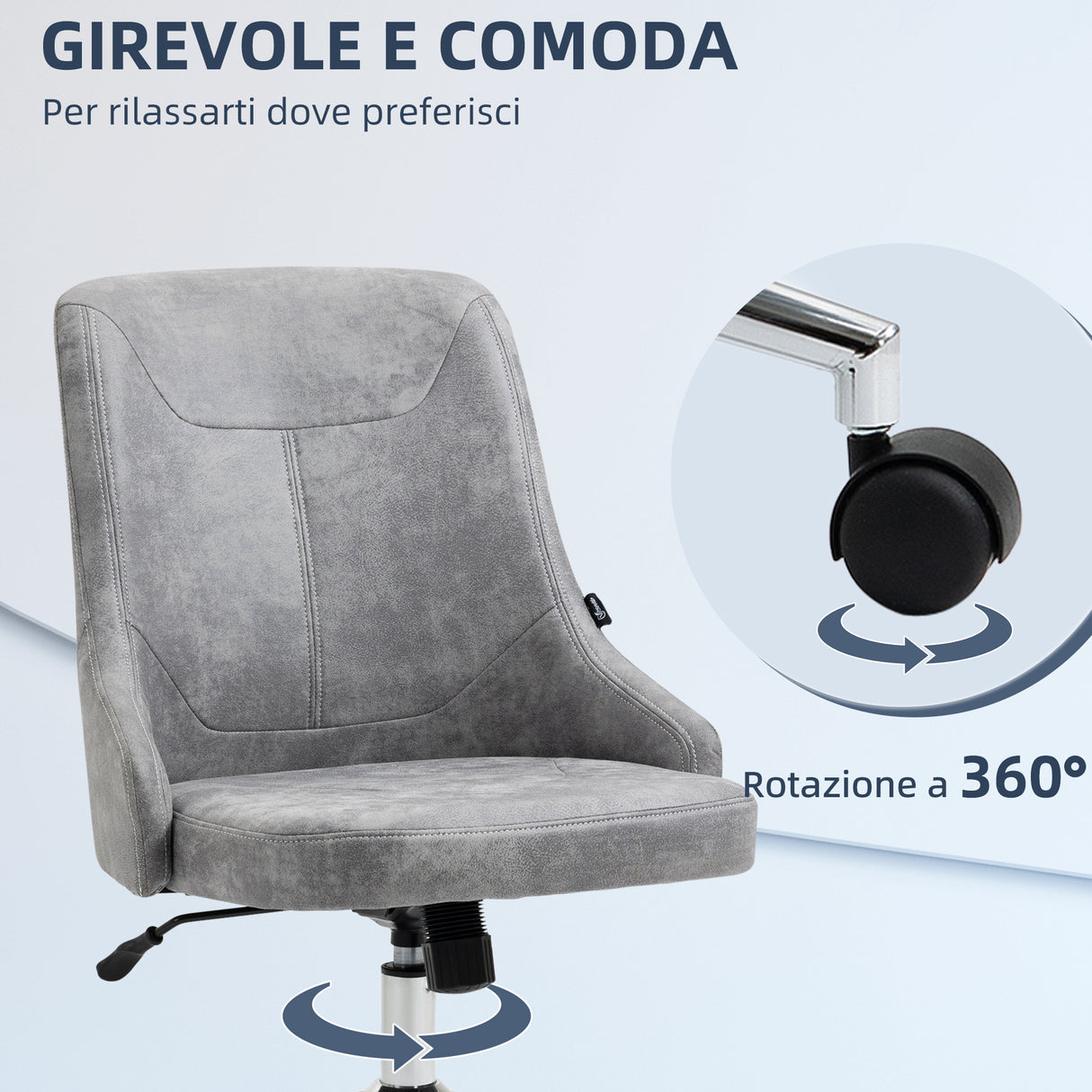 easycomfort easycomfort sedia da ufficio regolabile in altezza con funzione girevole e inclinabile a 360 56x63x85 95 cm grigio