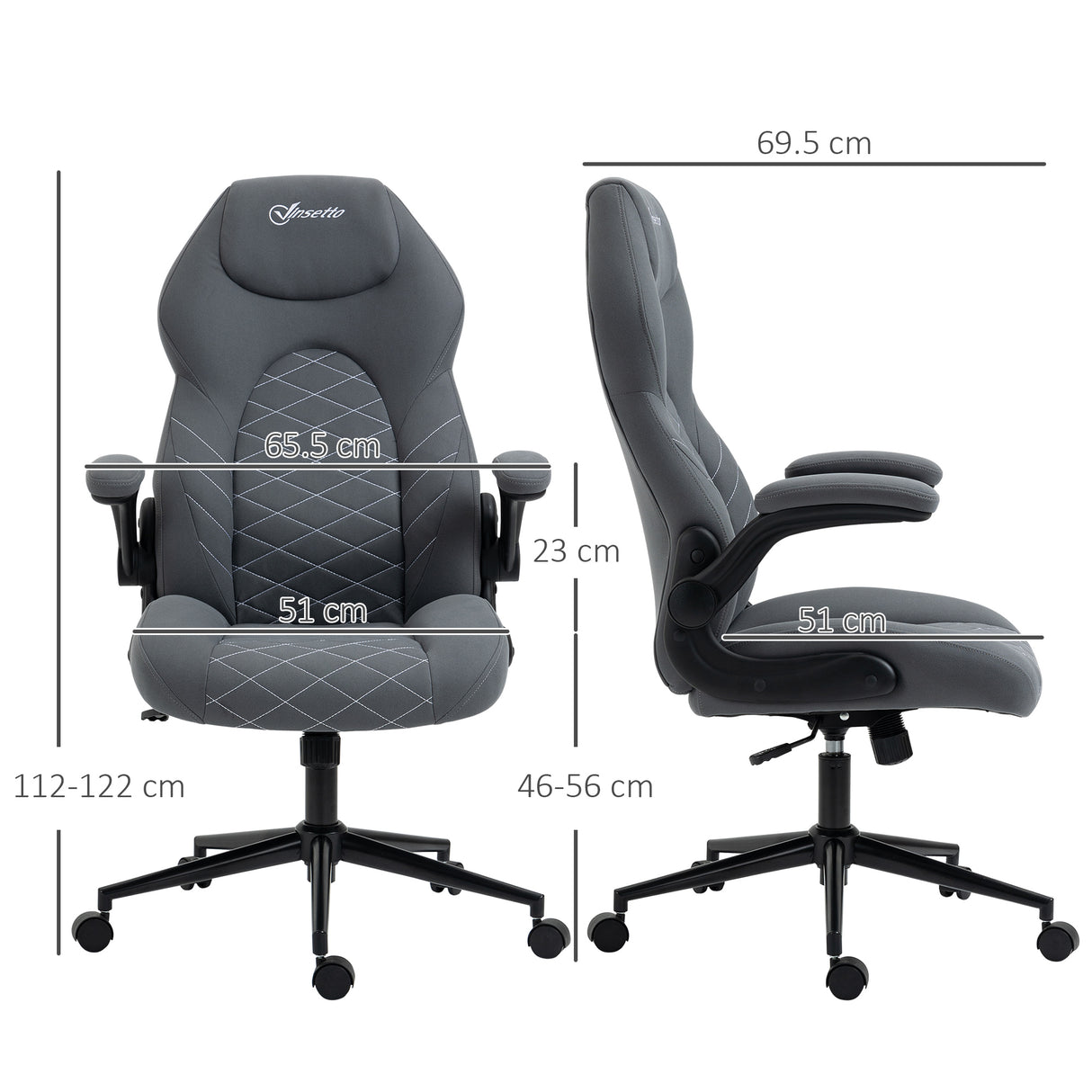 easycomfort easycomfort sedia da ufficio ergonomica e reclinabile ad altezza regolabile 65 5x69 5x112 122 cm grigio scuro
