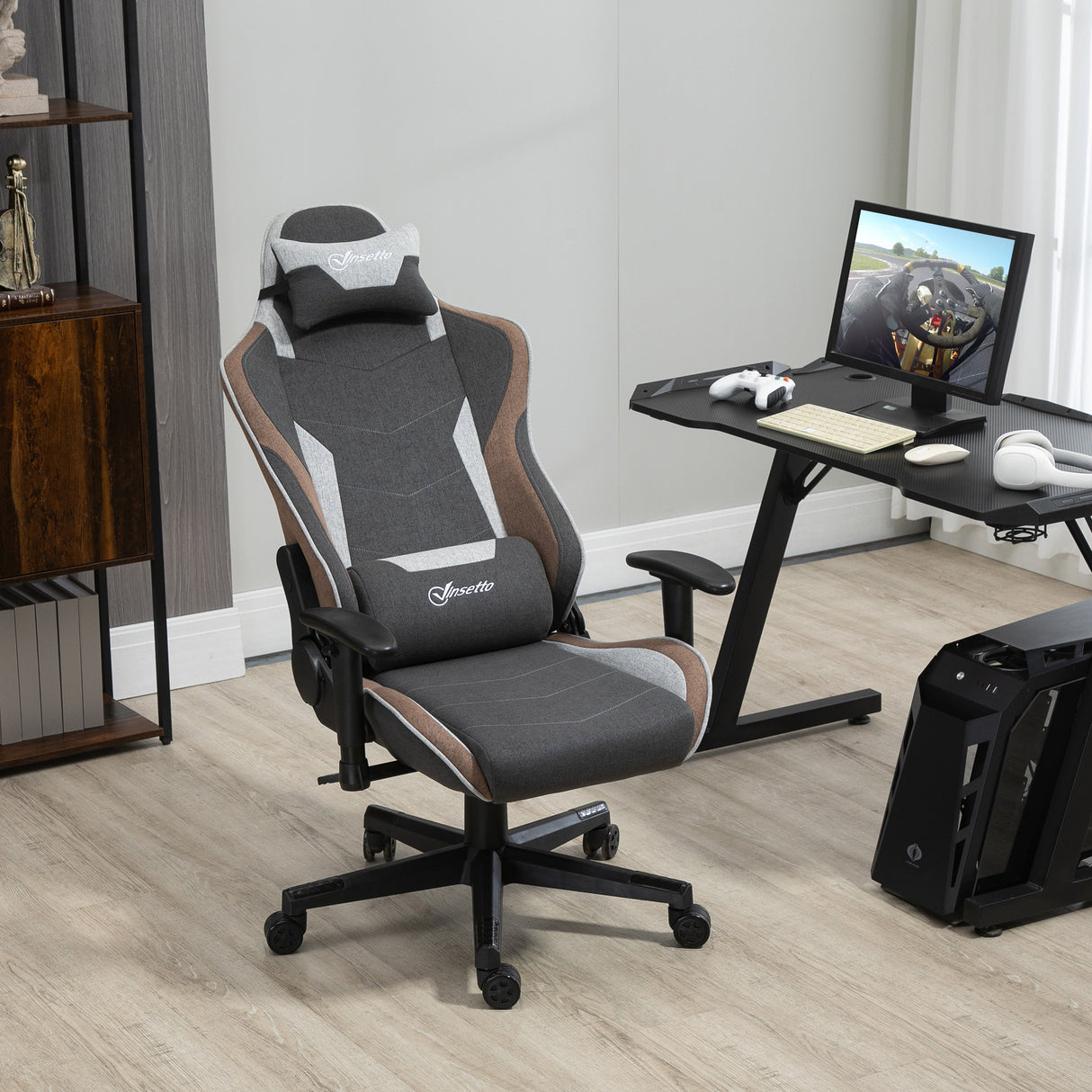 easycomfort easycomfort sedia da gaming reclinabile a 150 con funzione dondolo poggiatesta e cuscino lombare grigio