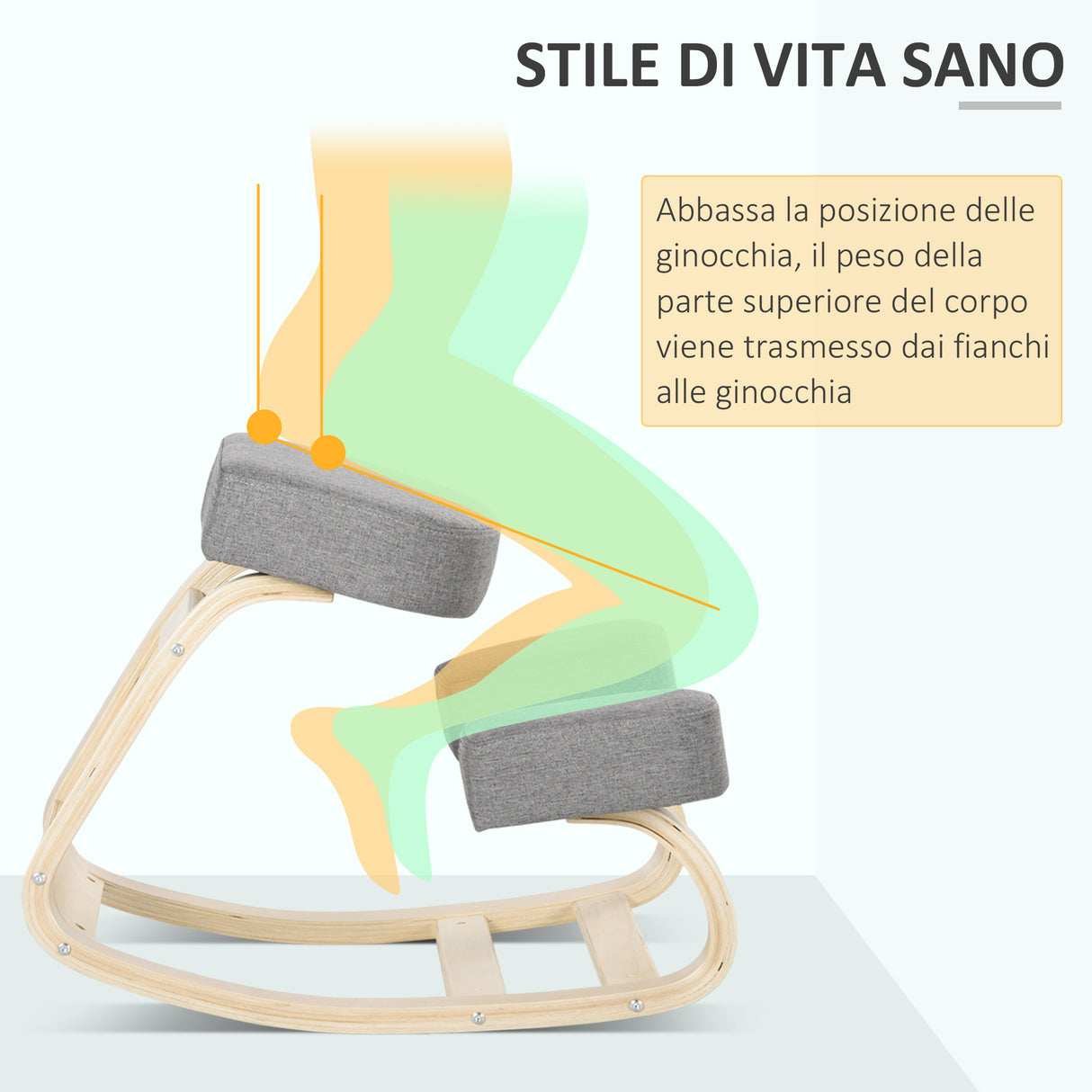 easycomfort easycomfort sedia ergonomica posturale in legno di betulla e cuscino in gommapiuma e poliestere 51x69x58cm grigia