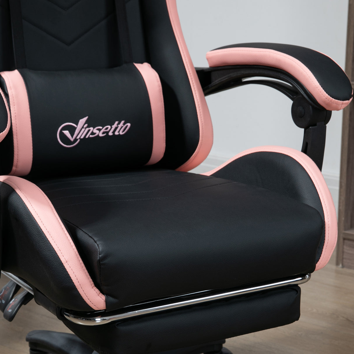 easycomfort easycomfort sedia da gaming rosa e nero con altezza regolabile e schienale reclinabile 65x65x121 129 cm
